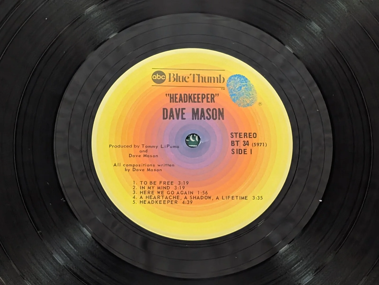 Dave Mason Headkeeper SIGNED AUTOGRAPHED vinyl LP Blue Thumb BTS 34 1972 Traffic, image 5