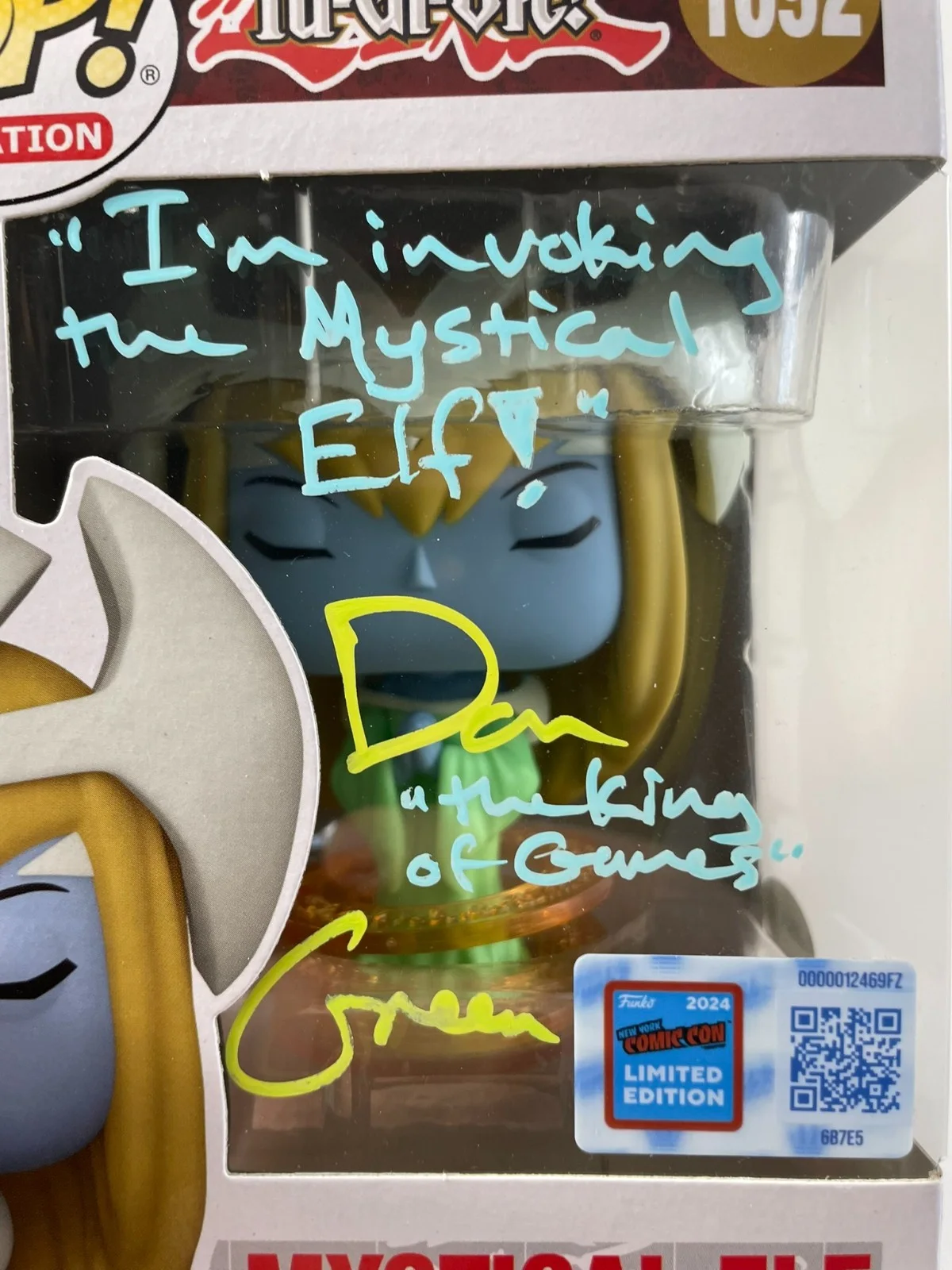 Dan Green — Dan Green Signed Yu-Gi-Oh! Mystical Elf NYCC LE Funko POP! Vinyl #1692 JSA COA, изображение 2