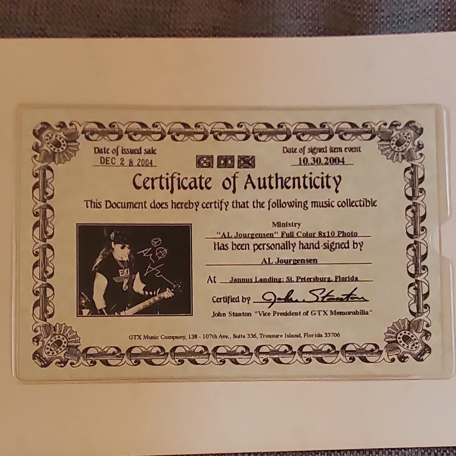 Ministry Al Jourgensen Signed 8x10 Photo GTX Music Company Authenticated, изображение 2