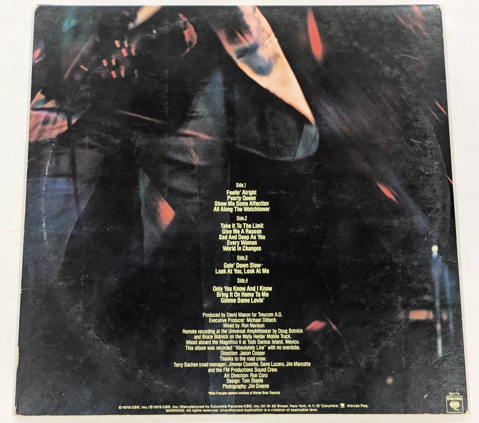 Dave Mason + Mike Finnegan SIGNED AUTOGRAPHED 2 vinyl LP Certified Live Columbia, изображение 2