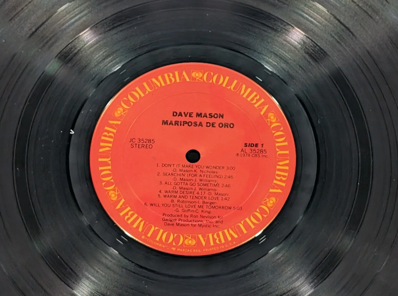 Dave Mason + Mike Finnegan Mariposa De Oro DUAL SIGNED AUTOGRAPHED vinyl LP 1978, изображение 5