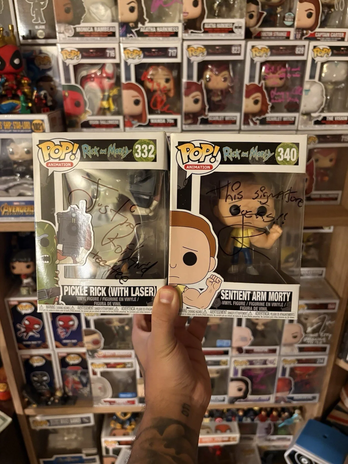 Justin Roiland — Funko Pop Rick and Morty #332 & #340 Figures Signed by Justin Roiland