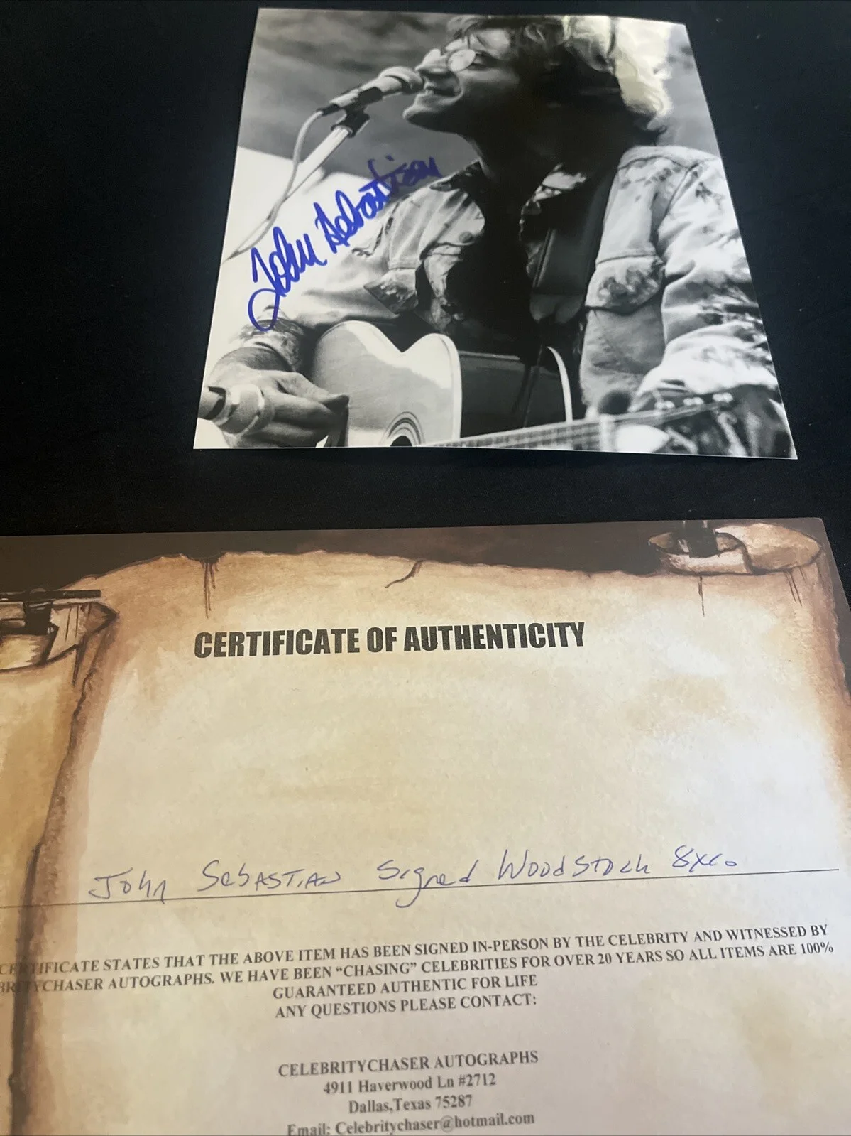 JOHN SEBASTIAN Signed Autograph 8x10 Photo 1969 WOODSTOCK COD Rare, изображение 3