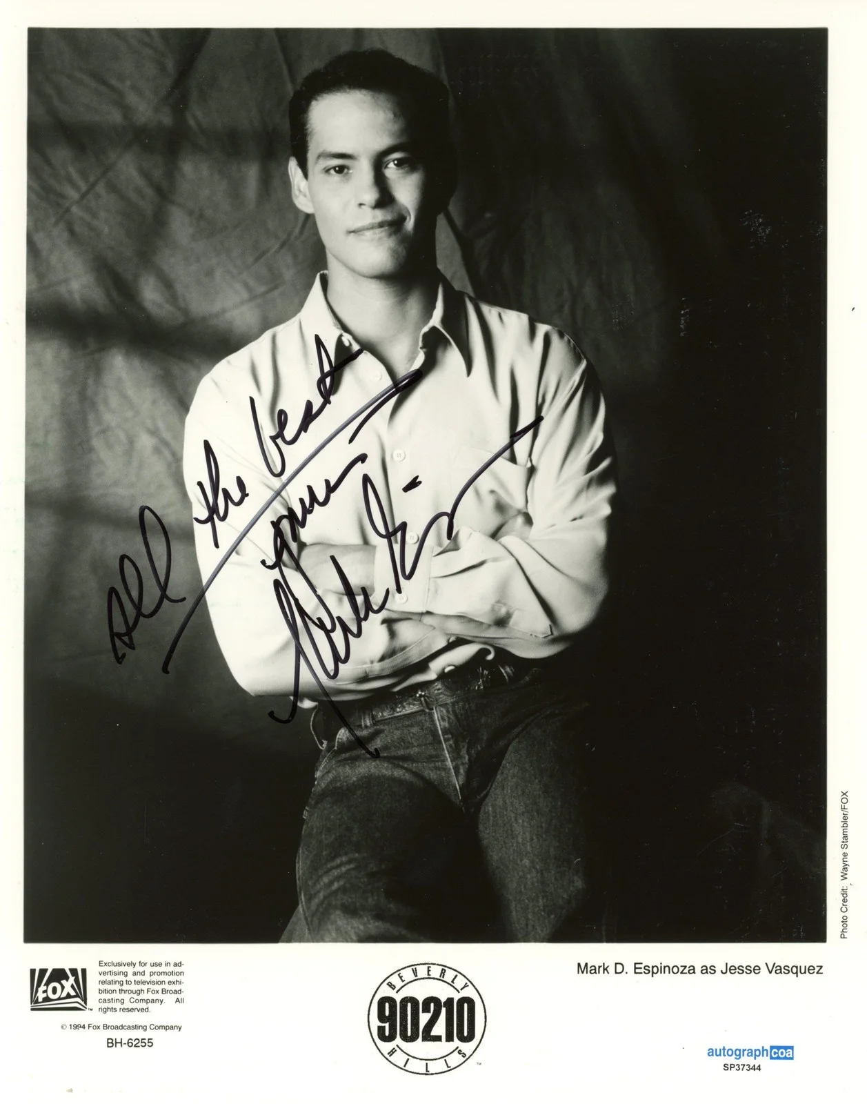 Mark Damon Espinoza — Mark D. Espinoza "Beverly Hills 90210" AUTOGRAPH Signed 'Jesse' 8x10 Photo ACOA, image 2