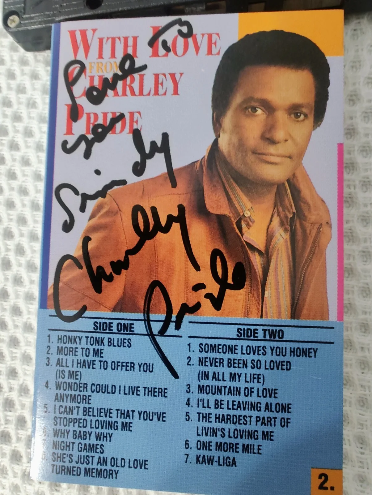 Charley Pride Autographed Cassette Tape- With Love From Charley Pride, image 3
