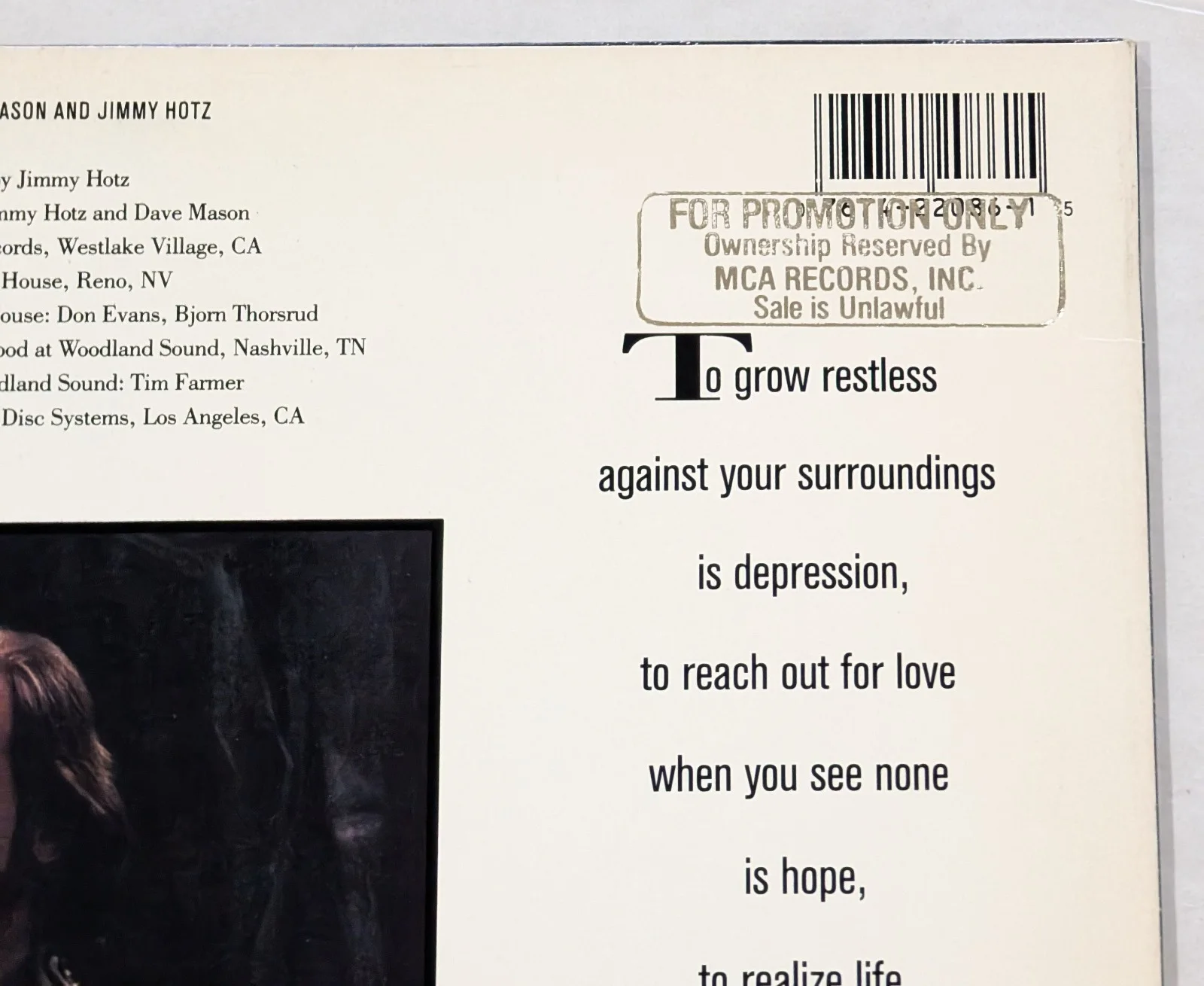 Dave Mason Two Hearts SIGNED AUTOGRAPHED Promo vinyl LP MCA Records 1987 Hype, изображение 4