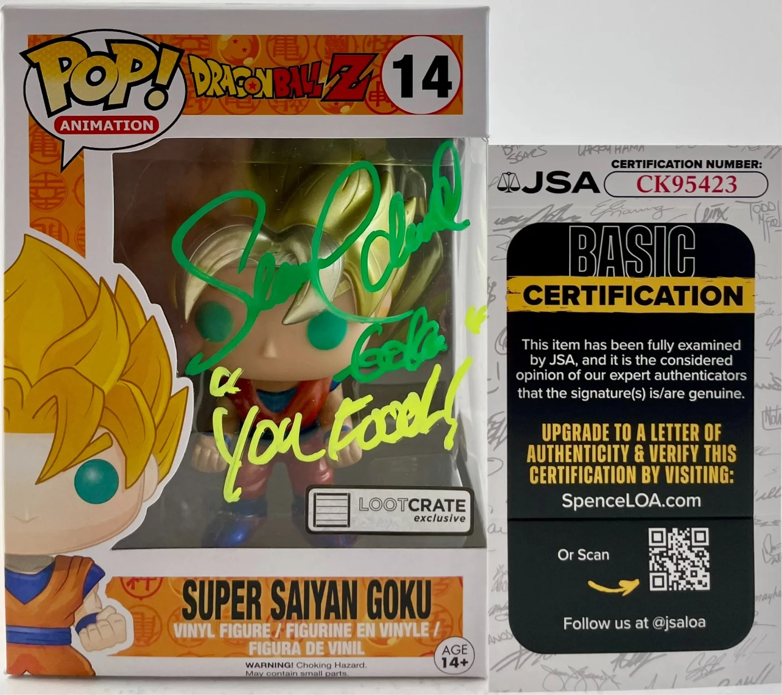Sean Schemmel — Sean Schemmel Signed Dragon Ball Z Super Saiyan Goku LCE Funko POP Vinyl JSA COA