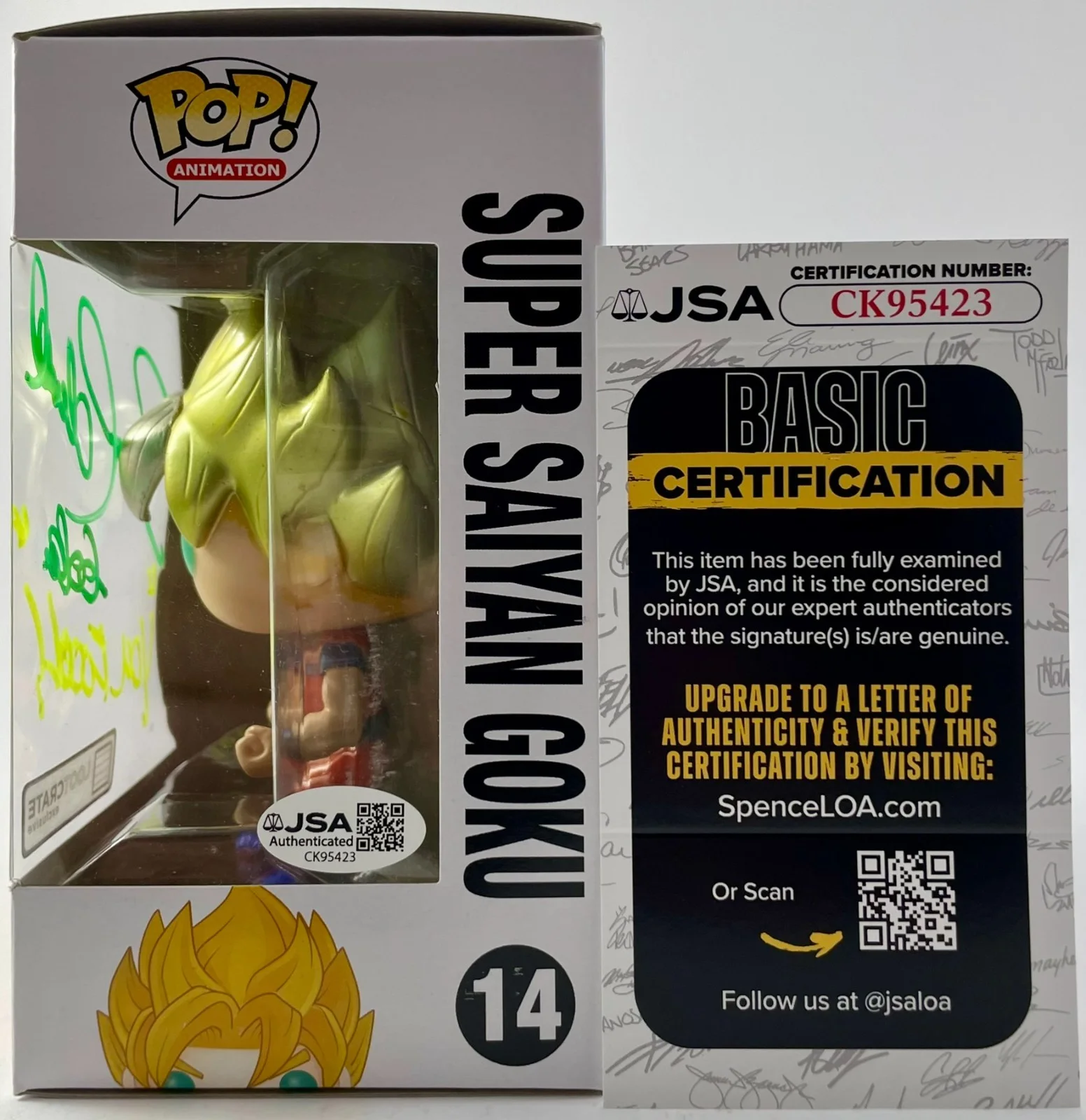 Sean Schemmel — Sean Schemmel Signed Dragon Ball Z Super Saiyan Goku LCE Funko POP Vinyl JSA COA, изображение 3