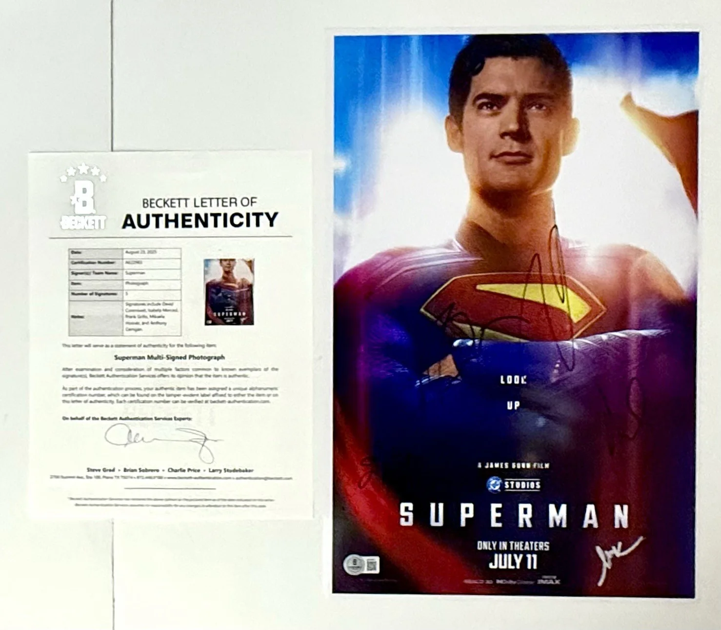 Superman Signed by 5 Mini Movie Poster David Cornswet autograph Beckett BAS LOA, изображение 4
