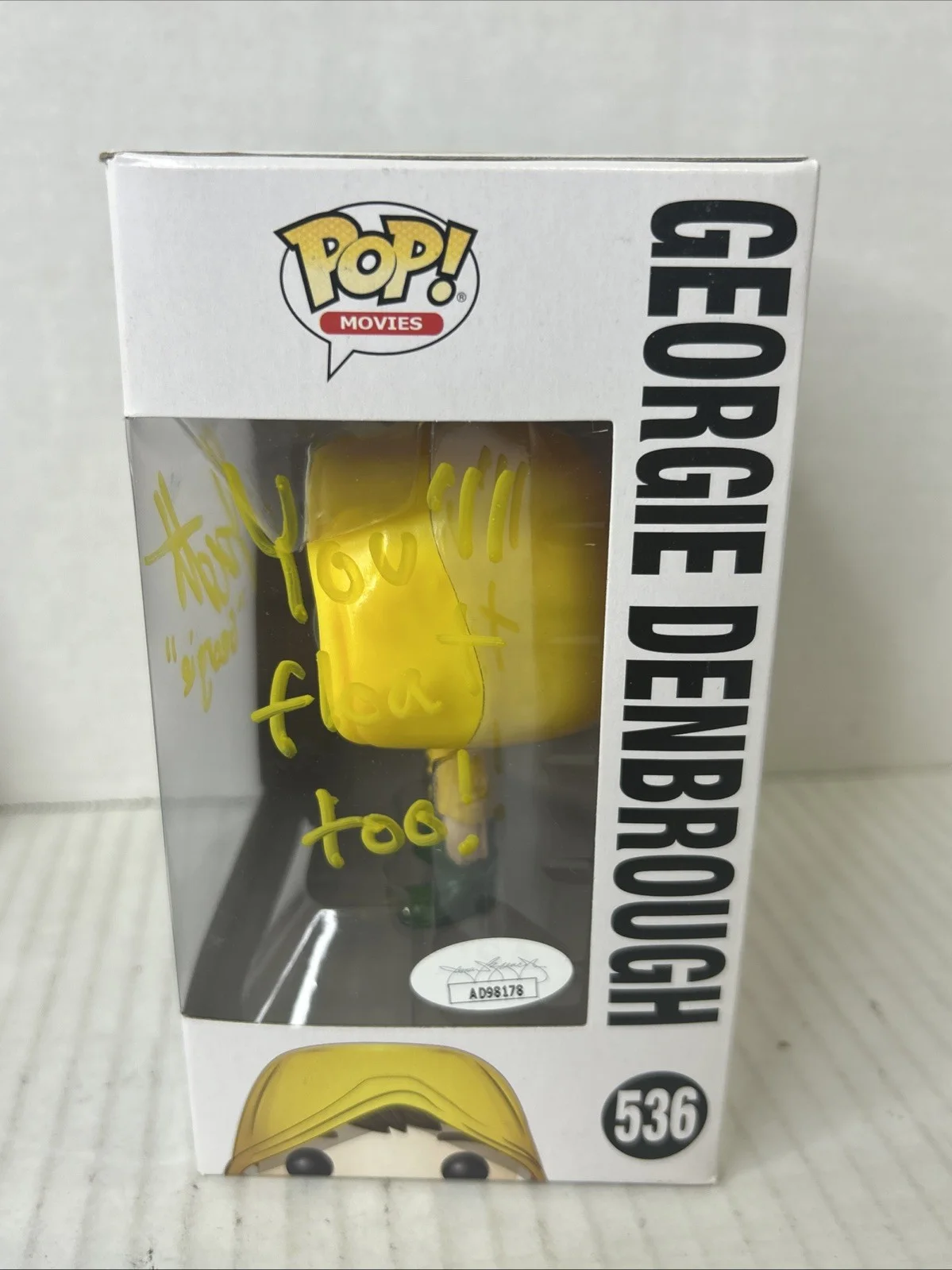 JACKSON ROBERT SCOTT — JACKSON ROBERT SCOTT SIGNED GEORGIE DENBROUGH FUNKO POP 536 IT PENNYWISE JSA COA, image 5