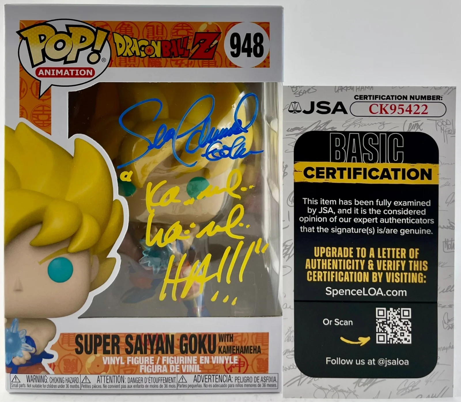 Sean Schemmel — Sean Schemmel Signed Dragon Ball Z Super Saiyan Goku Funko POP Vinyl 948 JSA COA
