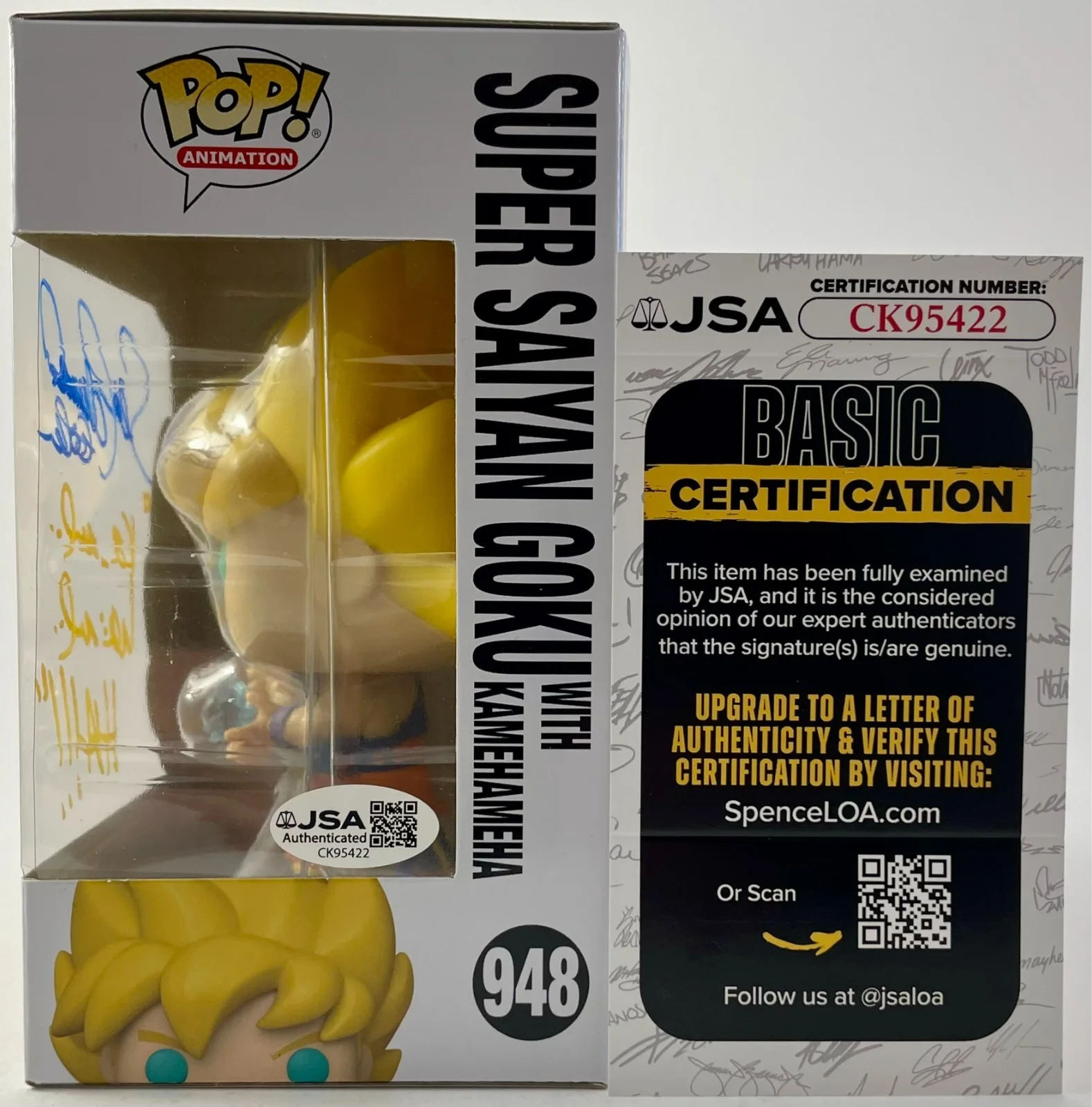 Sean Schemmel — Sean Schemmel Signed Dragon Ball Z Super Saiyan Goku Funko POP Vinyl 948 JSA COA, изображение 3