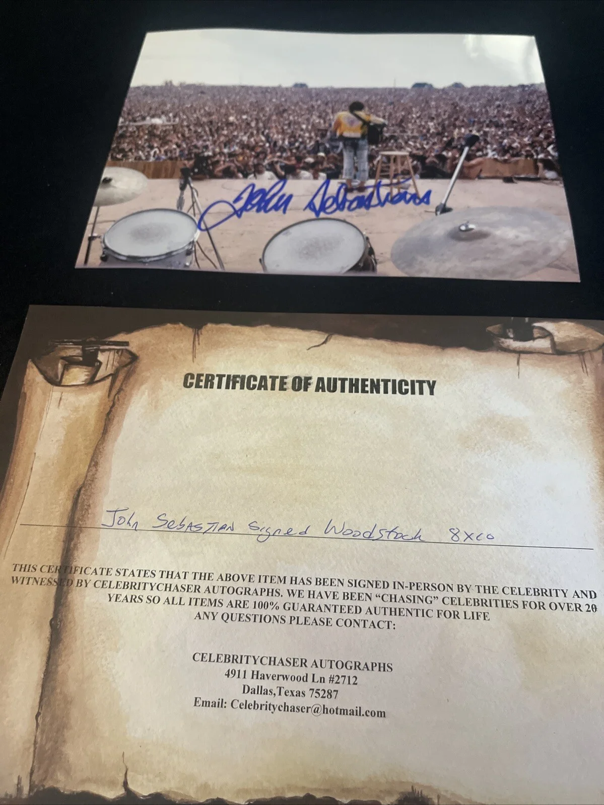 JOHN SEBASTIAN Signed Autograph 8x10 Photo 1969 WOODSTOCK COD Rare, изображение 2
