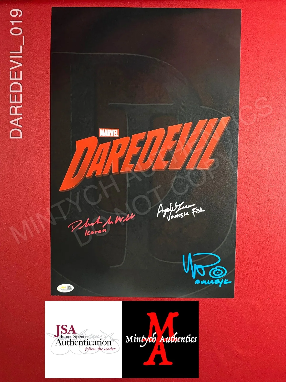 Wilson Bethel, Ayelet Zurer, Deborah Ann Woll — Daredevil cast signed 11x17 photo Wilson Bethel Ayelet Zurer Deborah Ann Woll