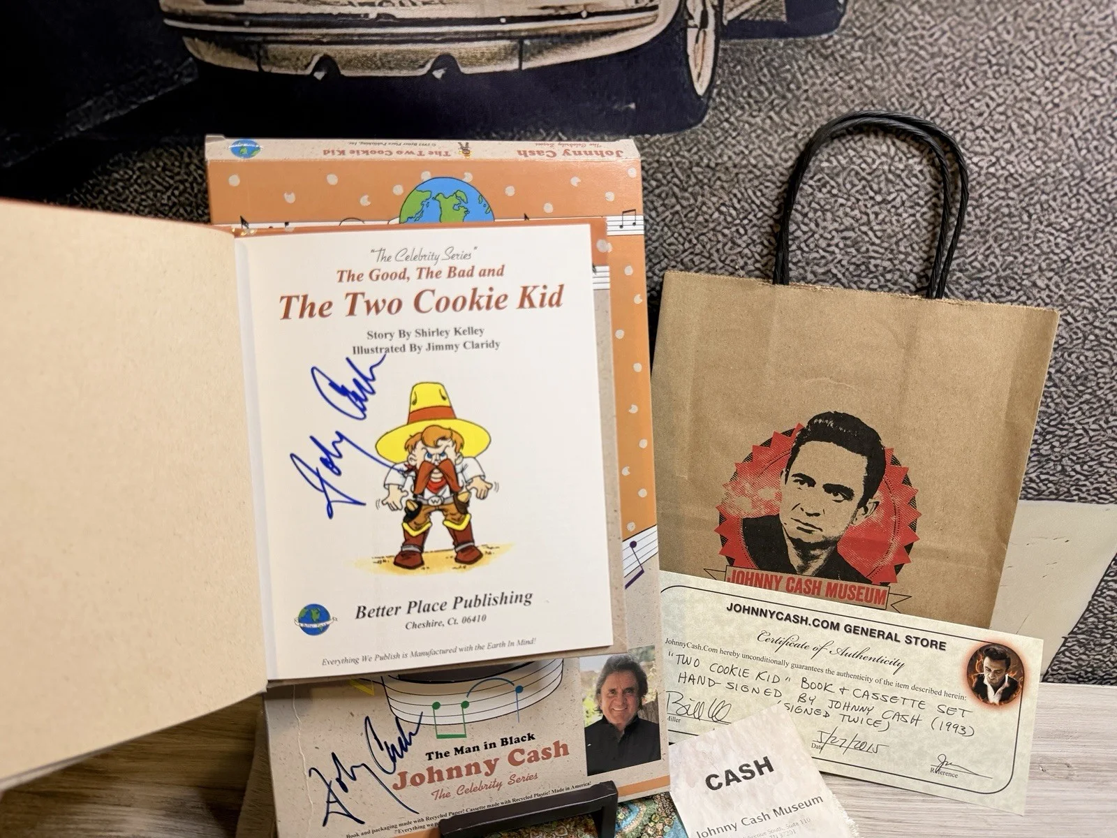 JOHNNY CASH Signed "Good, Bad, Two-Cookie Kid" Book/Tape: Autographed TWICE! COA, image 4