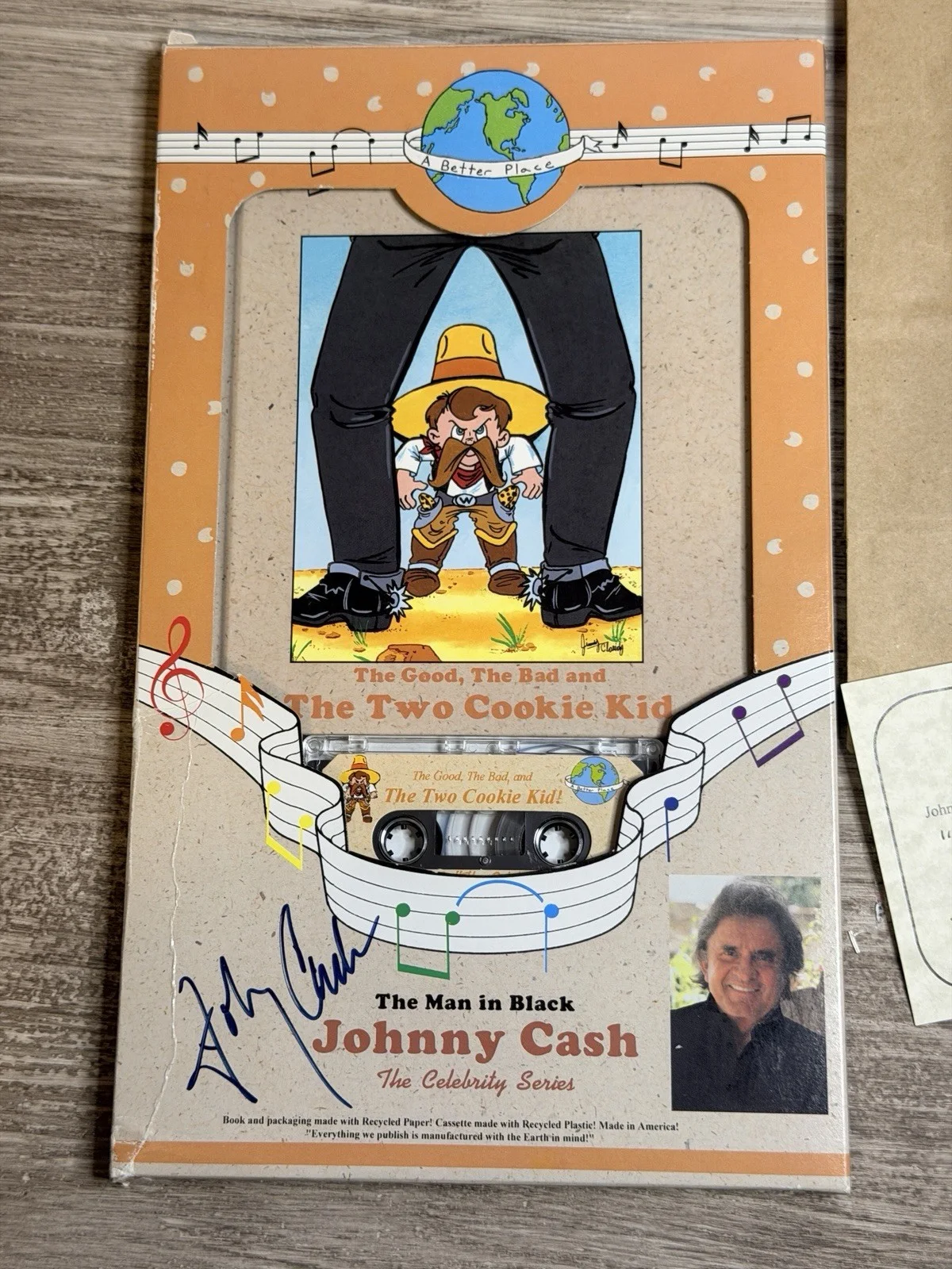 JOHNNY CASH Signed "Good, Bad, Two-Cookie Kid" Book/Tape: Autographed TWICE! COA, image 5