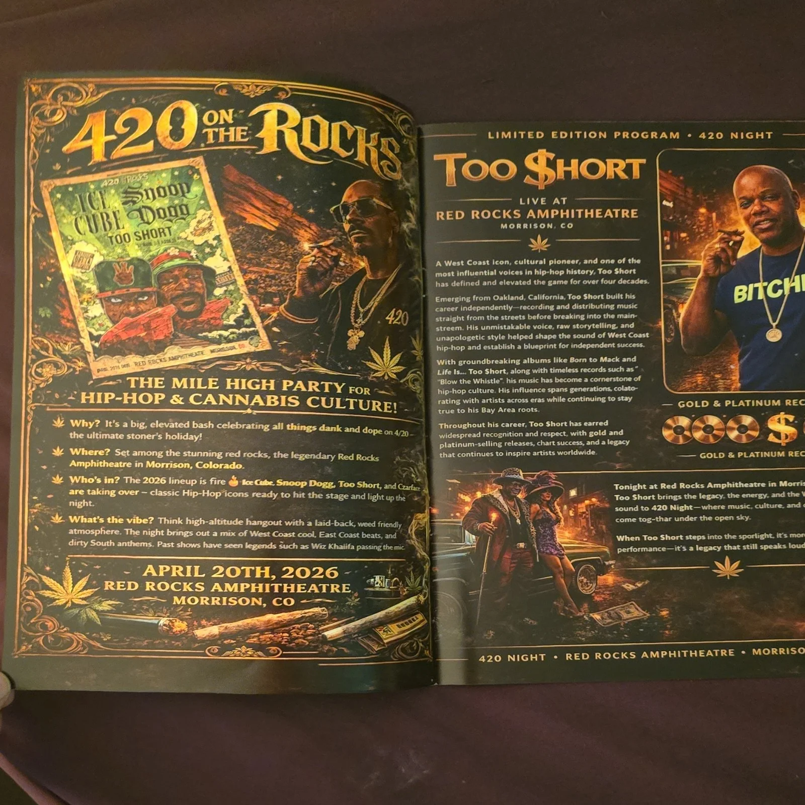 420 On The Rocks Red Rocks Amphitheatre Limited Edition Autographed Program, image 3