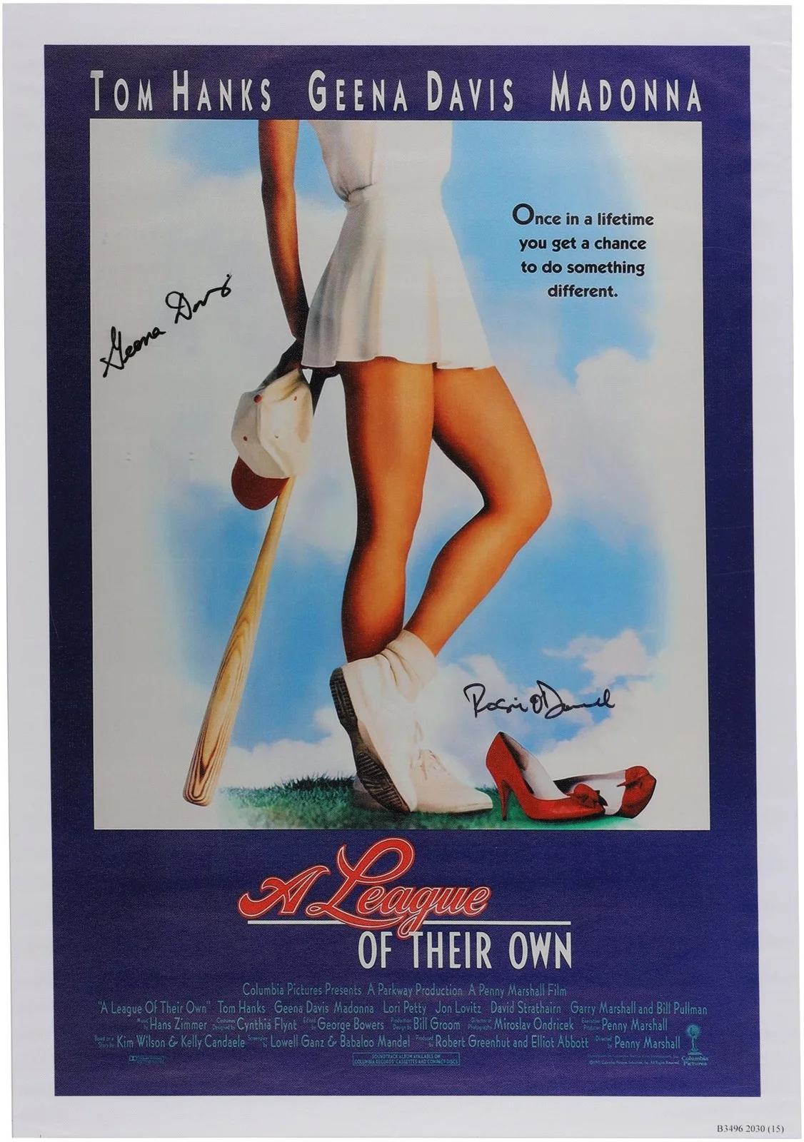 Rosie O'Donnell — Gena Davis & Rosie O'Donnell A League of Their Own Signed 12x18 Movie Poster