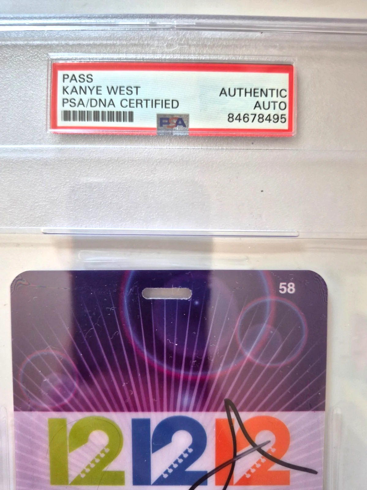 KANYE WEST SIGNED AUTOGRAPHED PERSONAL 12/12/12 BACKSTAGE PASS YE PSA COA ENCAP, image 2