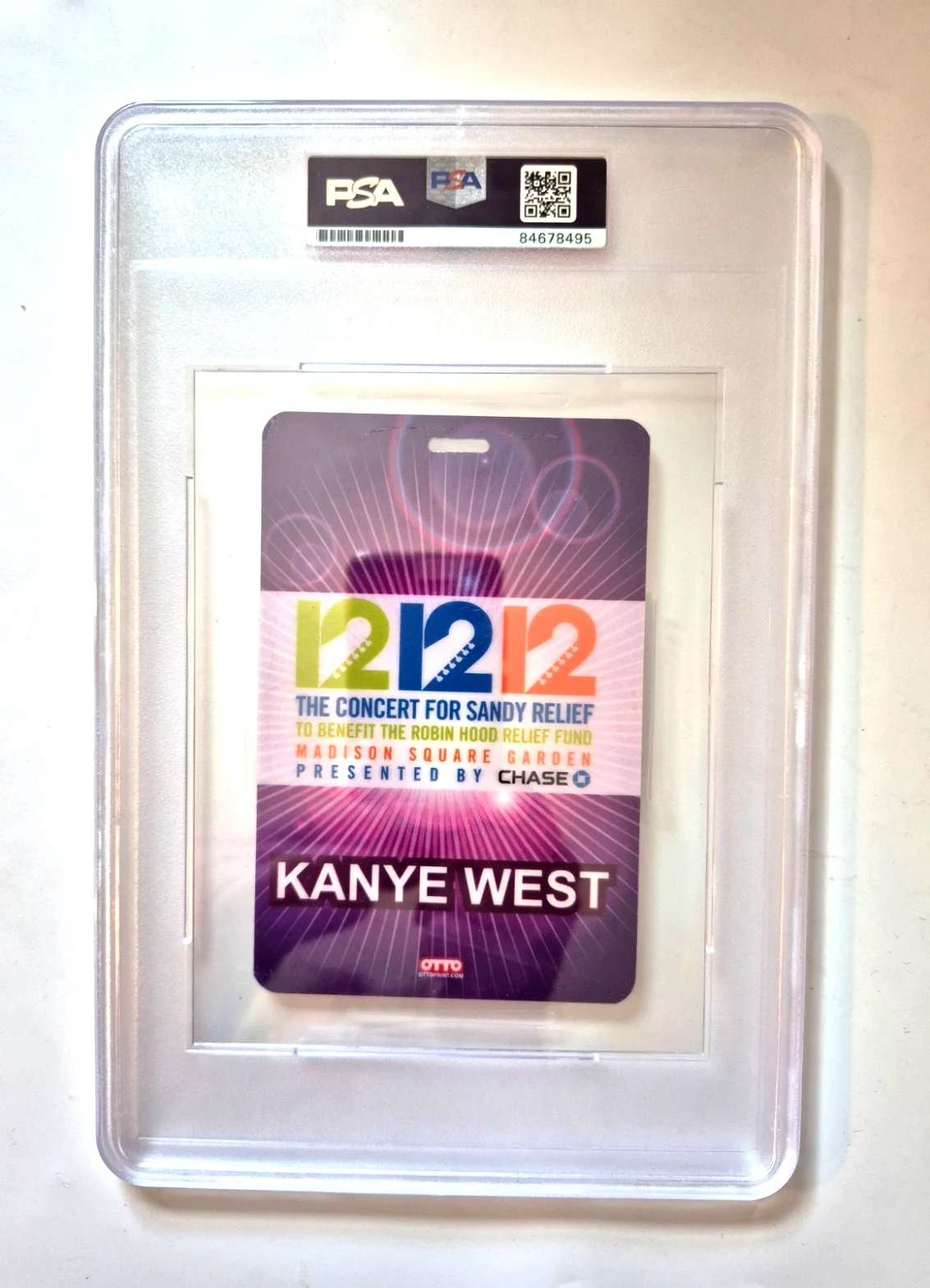 KANYE WEST SIGNED AUTOGRAPHED PERSONAL 12/12/12 BACKSTAGE PASS YE PSA COA ENCAP, image 3
