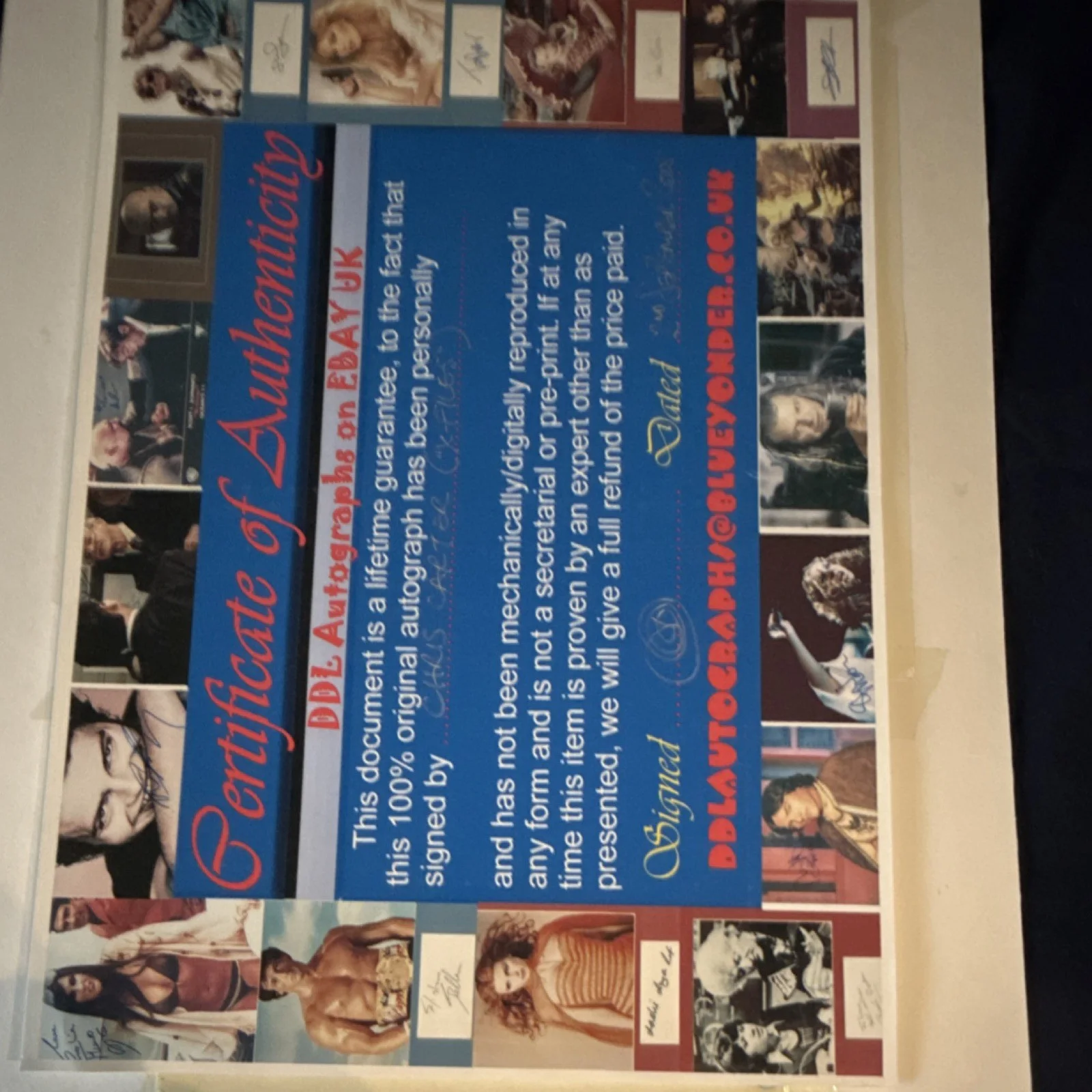 Index Card Autographed by Chris Carter w/ Certificate of Authenticity, image 2