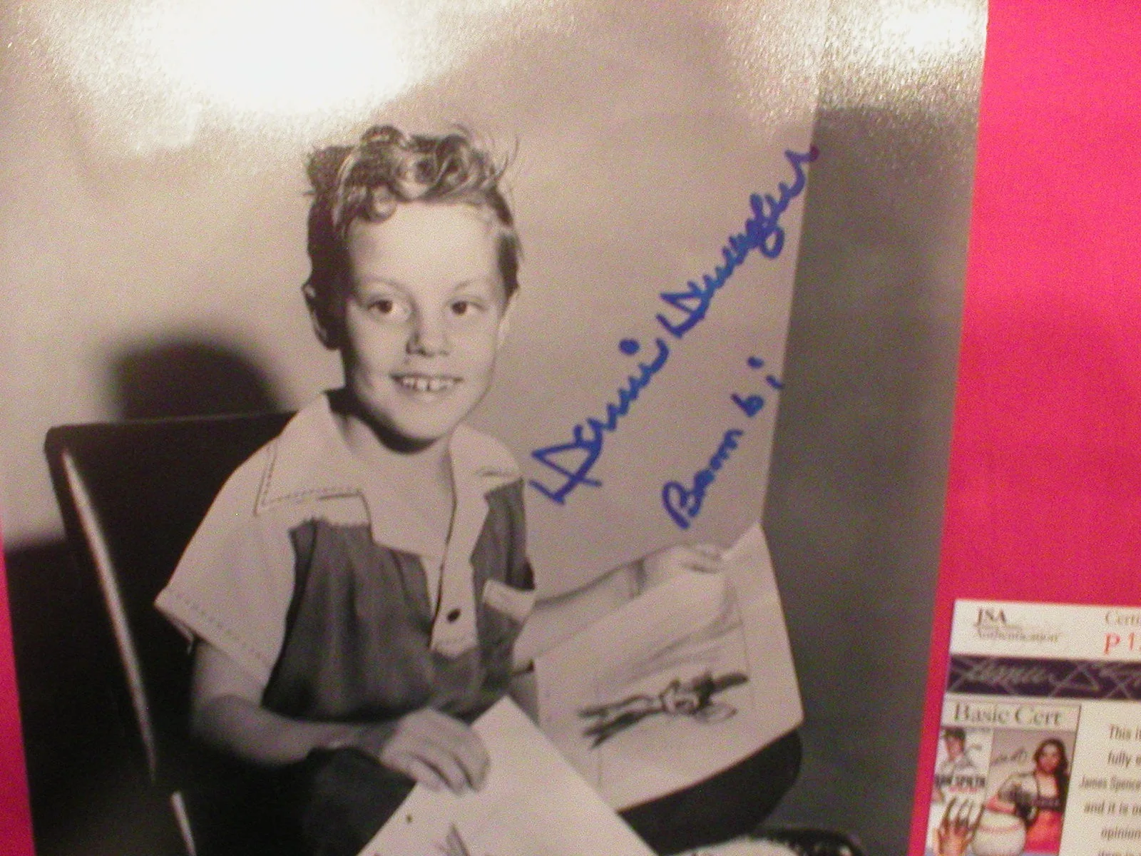 Donnie Dunagan — DISNEY'S DONNIE DUNAGAN "BAMBI" VOICE ACTOR SIGNED, AUTOGRAPHED PHOTO 8 X 10 JSA, image 2