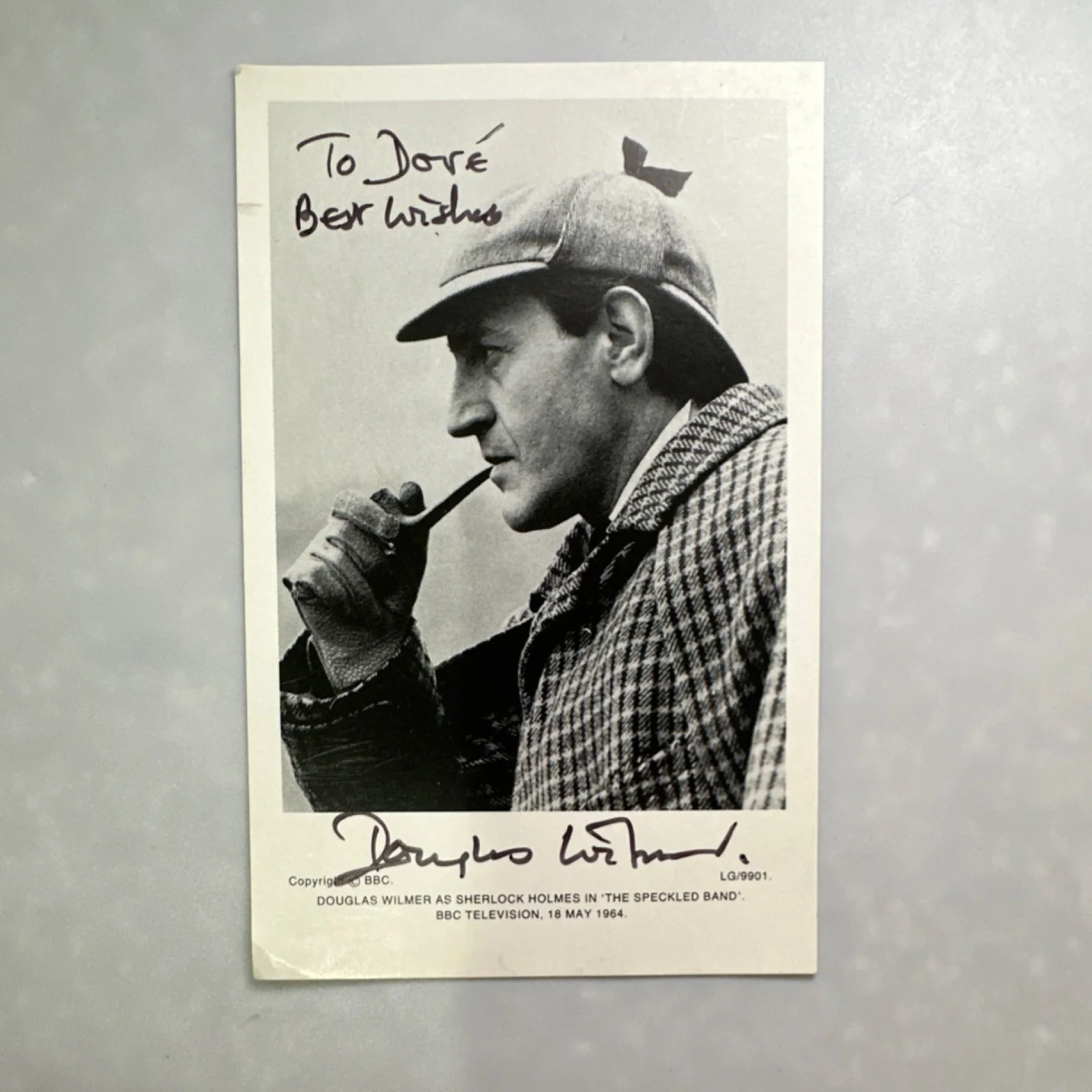 Douglas Wilmer — Douglas Wilmer Signed BBC Sherlock Holmes Photo 'The Speckled Band