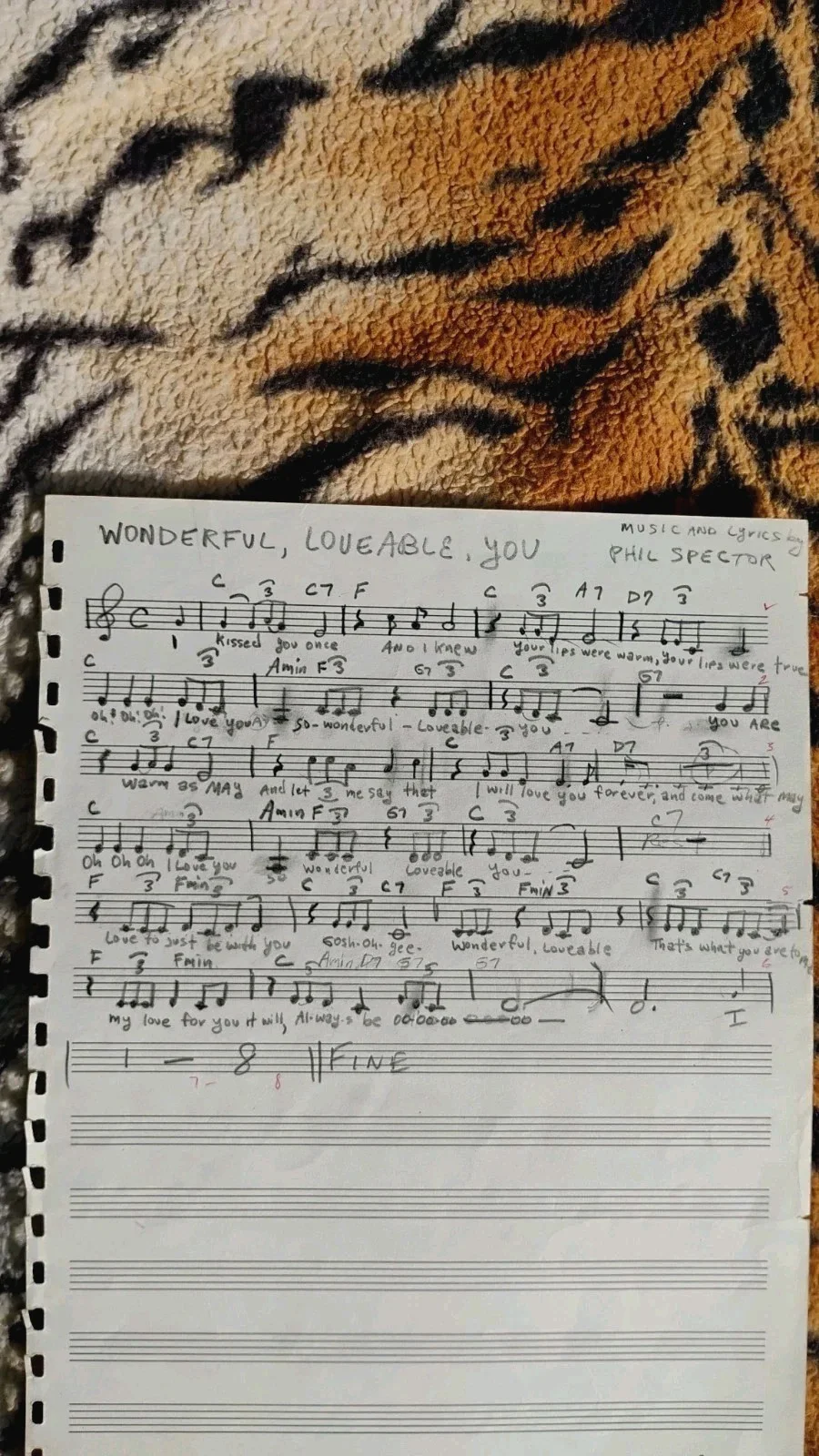 PHIL SPECTOR Handwritten Lyrics & Score "WONDERFUL, LOVEABLE, YOU" 1958 UNIQUE!, изображение 2