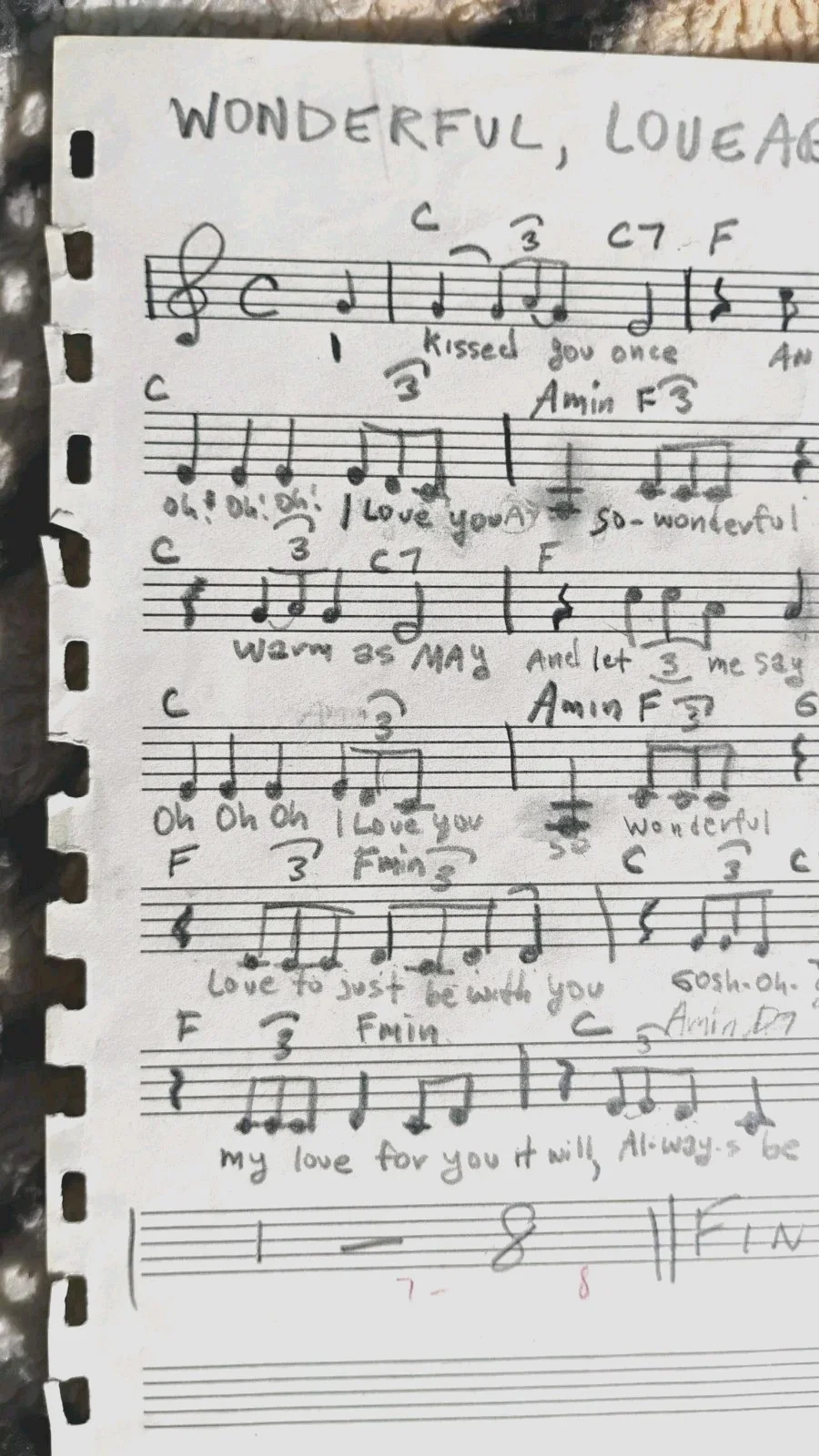 PHIL SPECTOR Handwritten Lyrics & Score "WONDERFUL, LOVEABLE, YOU" 1958 UNIQUE!, изображение 3