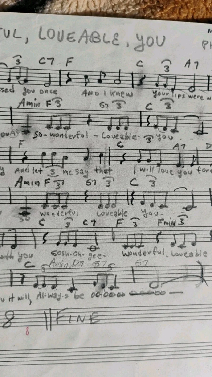 PHIL SPECTOR Handwritten Lyrics & Score "WONDERFUL, LOVEABLE, YOU" 1958 UNIQUE!, изображение 4