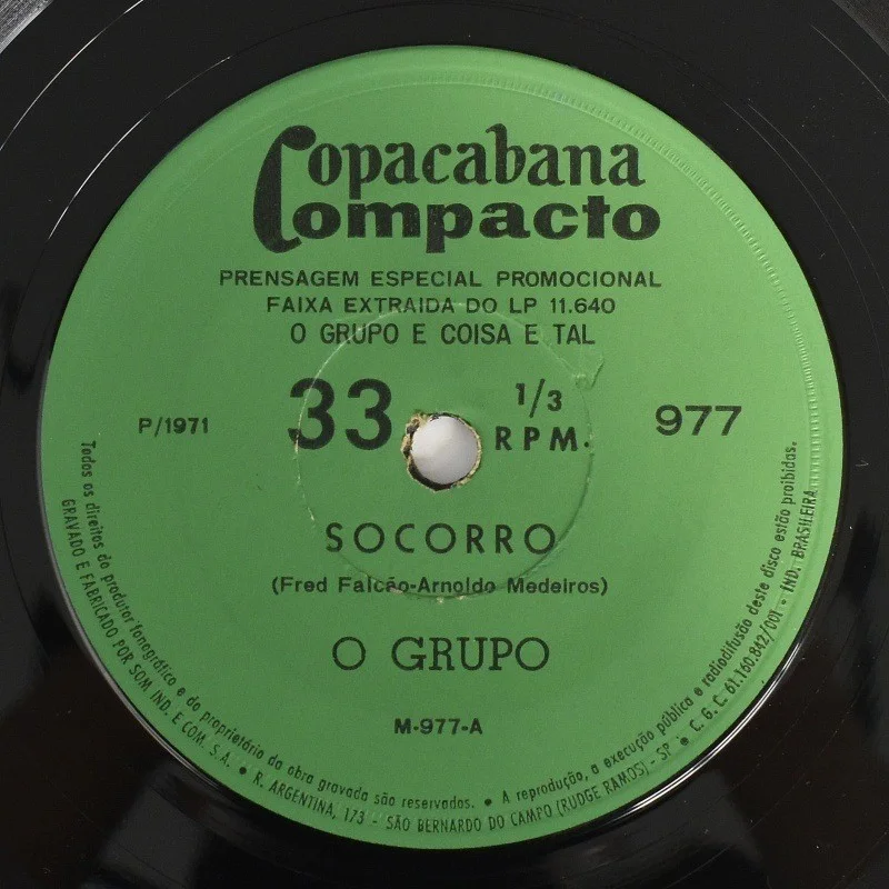 O Grupo - Socorro / Nao Te Conheco, Nao (7-inch Vinyl), изображение 2