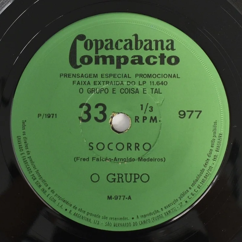 O Grupo - Socorro / Nao Te Conheco, Nao (7-inch Vinyl), изображение 3