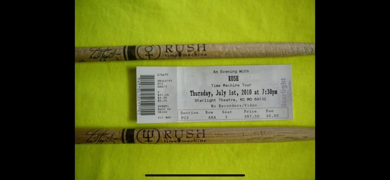 Neil Peart Rush Time Machine Tour Pro-Mark 747 USED (((NP))) Drum Sticks!!!!!!, изображение 2