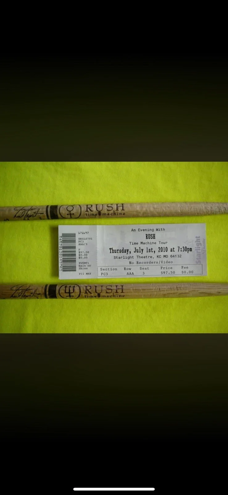 Neil Peart Rush Time Machine Tour Pro-Mark 747 USED (((NP))) Drum Sticks!!!!!!, изображение 3