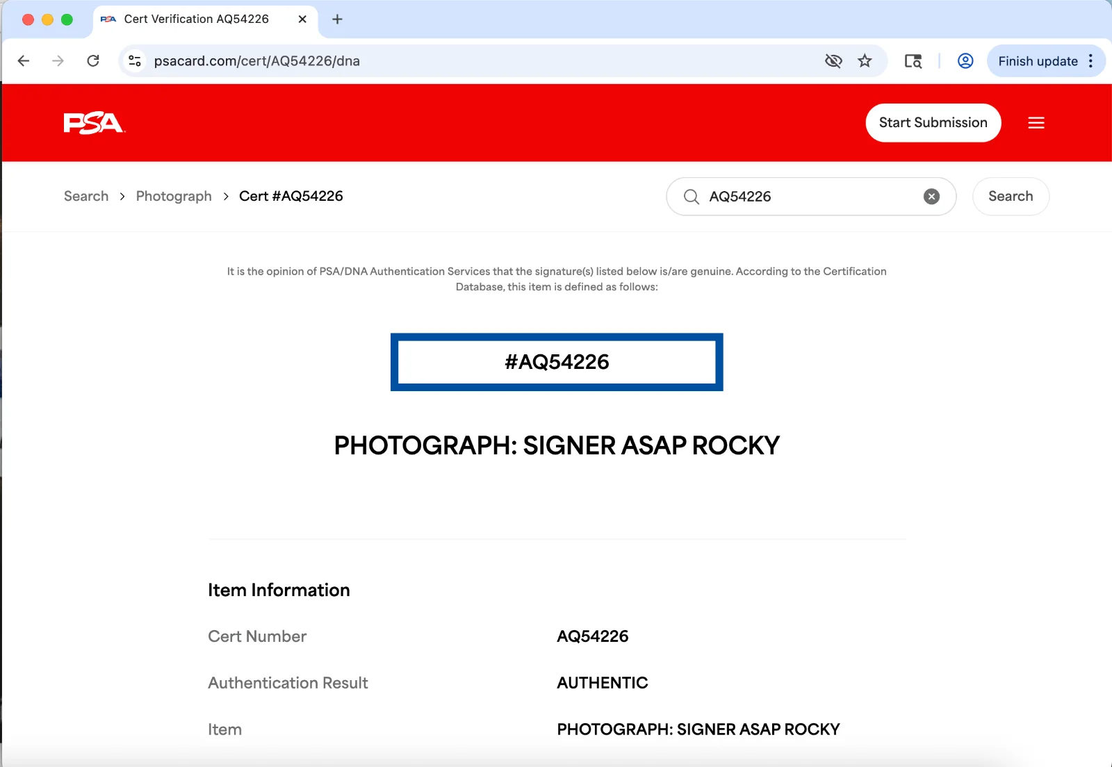 A$AP Rocky — A$AP Rocky signed 8x10 photo PSA DNA autograph Highest 2 Lowest ASAP, image 3