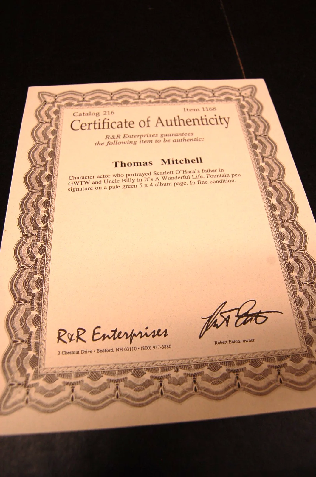THOMAS MITCHELL — THOMAS MITCHELL AUTOGRAPH WITH COA, image 4