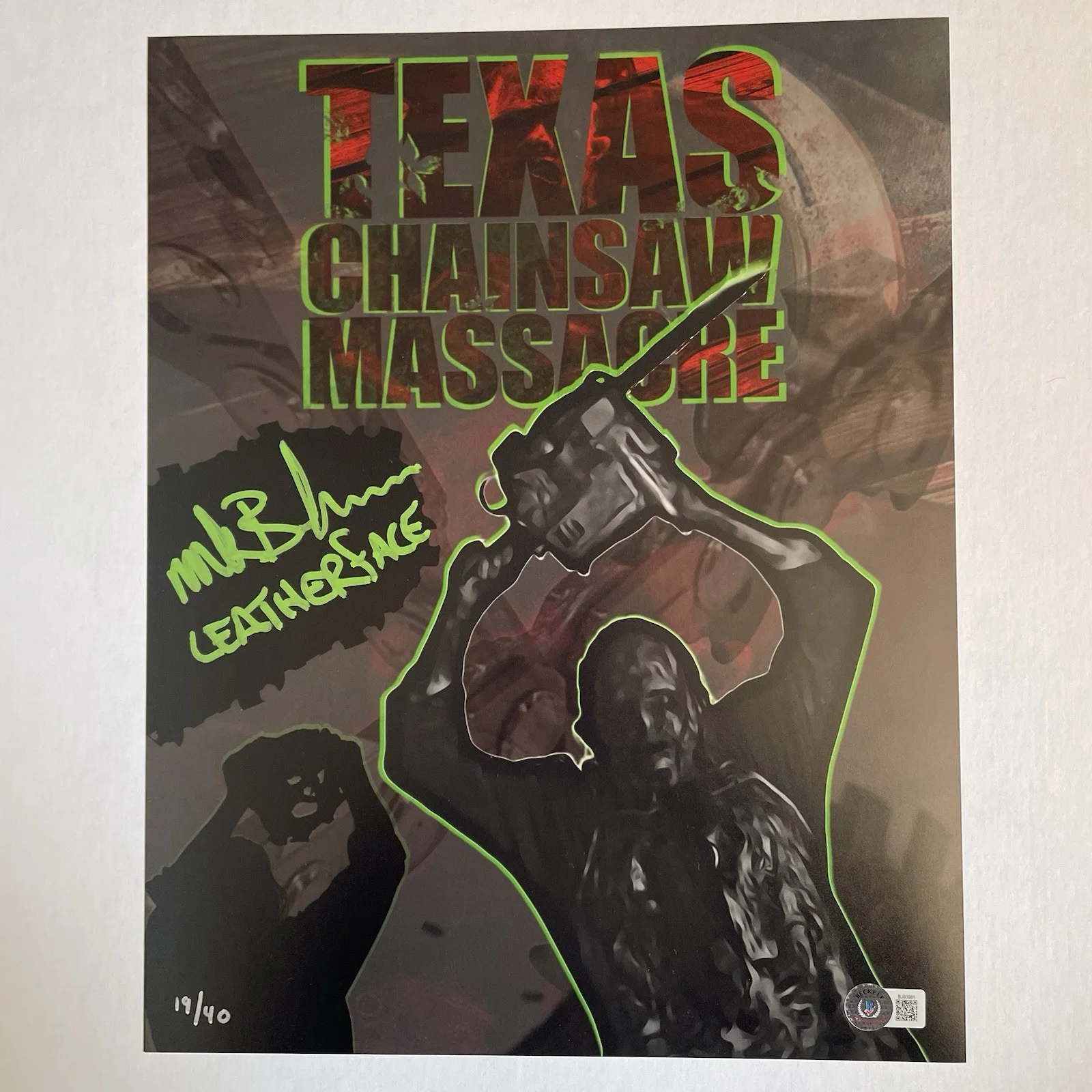 Mark Burnham — Mark Burnham signed 11X14 Leatherface Texas Chainsaw Massacre Poster Beckett COA