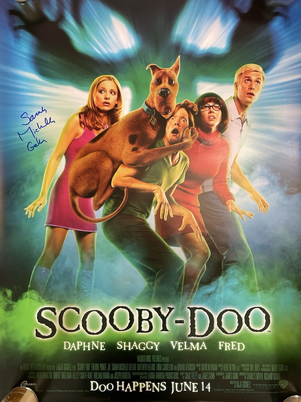 Sarah Michelle Gellar — Sarah Michelle Gellar Signed Full Size Scooby Doo Movie Poster Autograph BECKETT