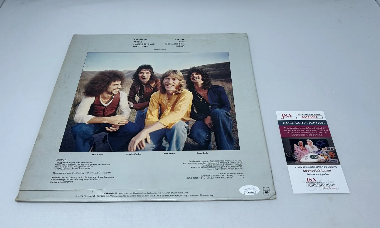 Neal Schon and Ross Valory signed Journey Next Album JSA COA, image 2