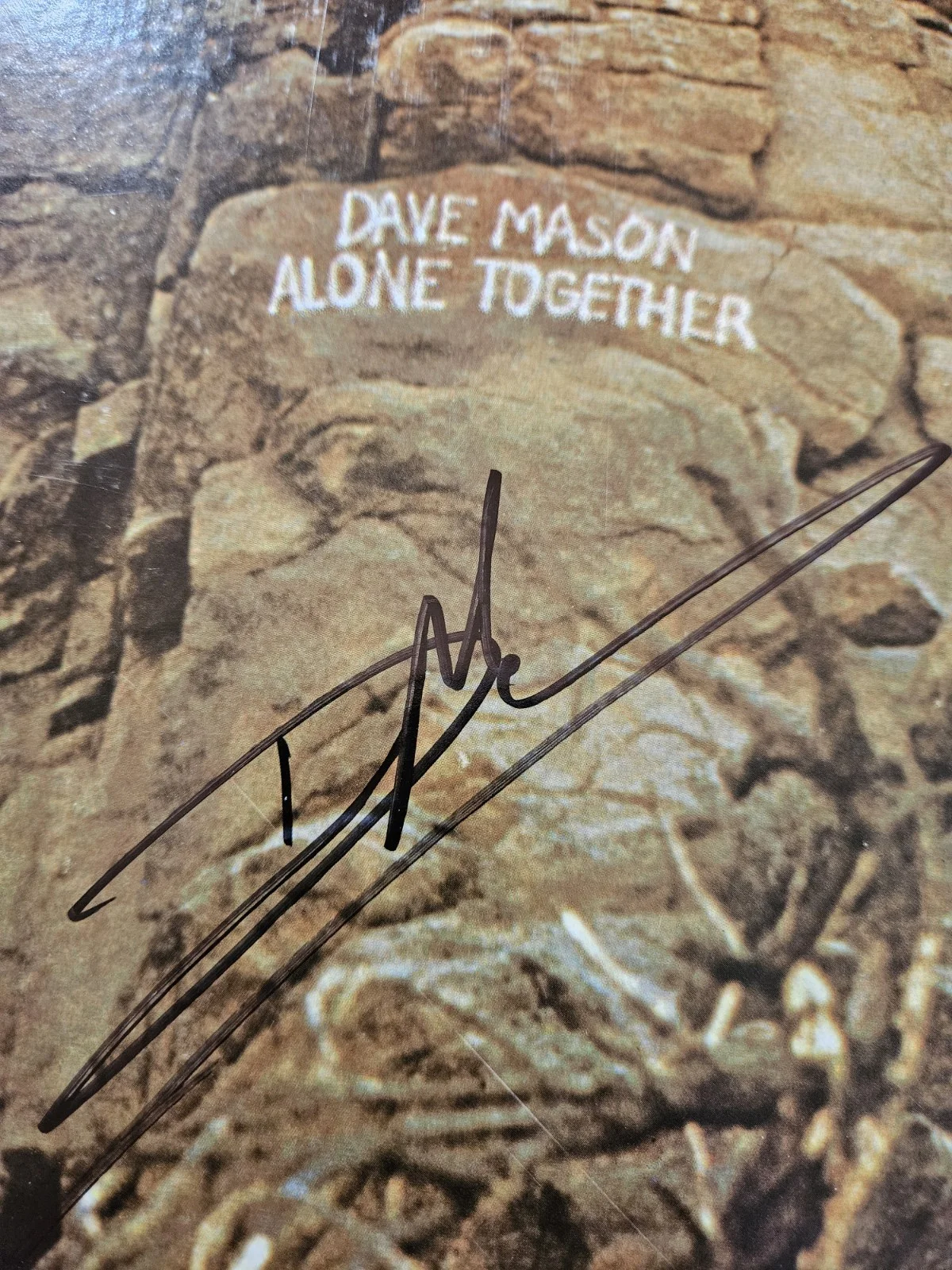 DAVE MASON Signed ALONE TOGETHER LP w/ marbled vinyl Matted Ready To Frame, image 2