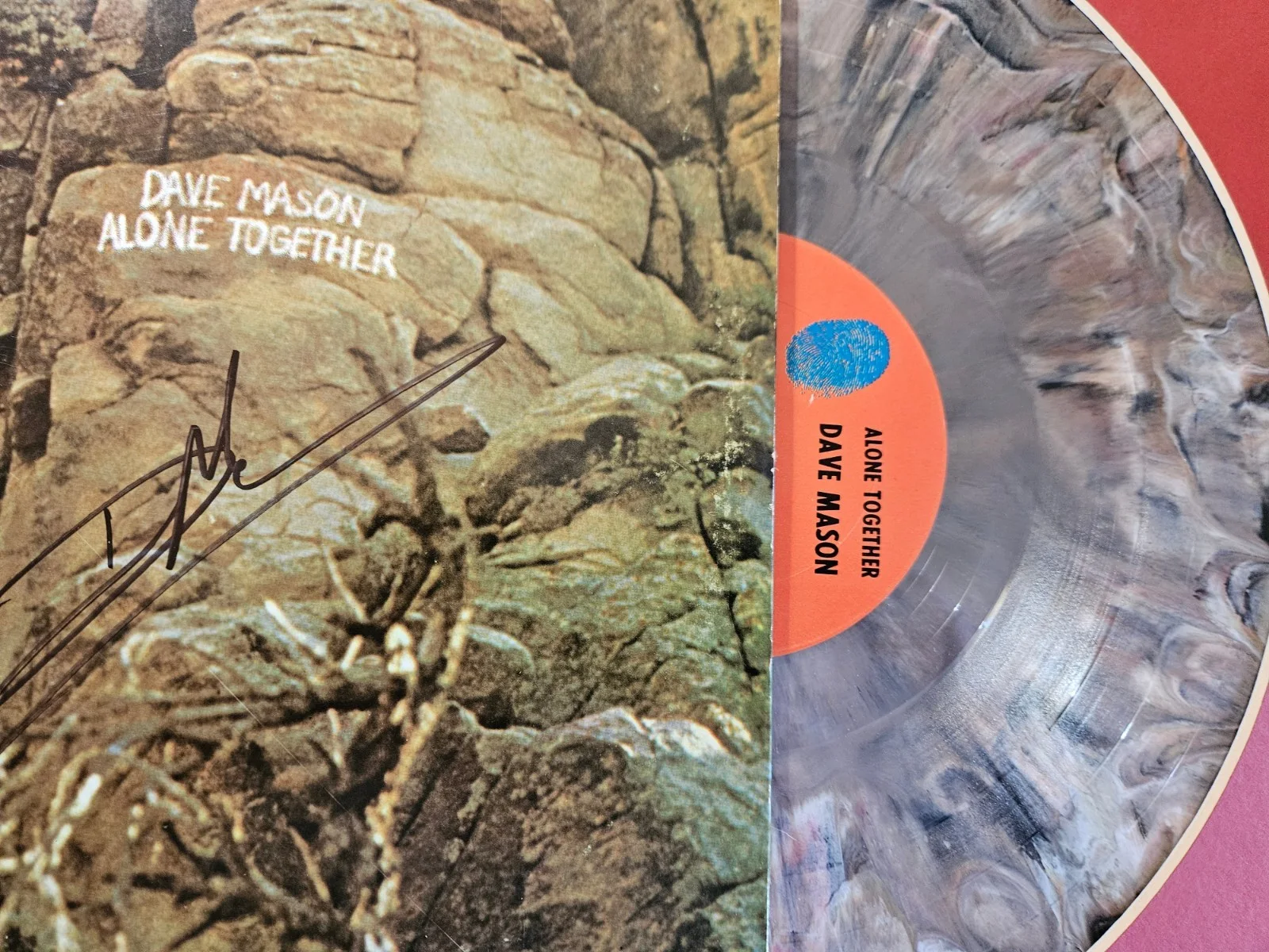 DAVE MASON Signed ALONE TOGETHER LP w/ marbled vinyl Matted Ready To Frame, image 3
