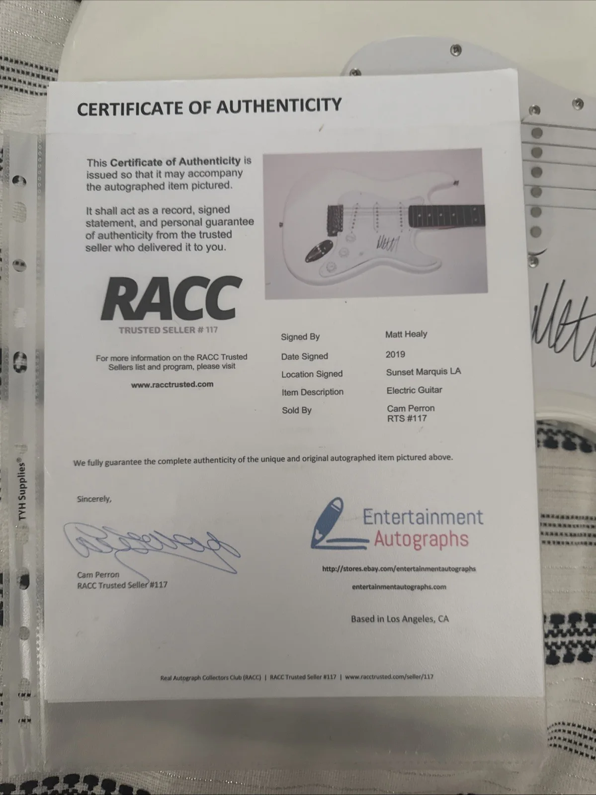 Matty Healy Signed Electric Guitar COA, image 3