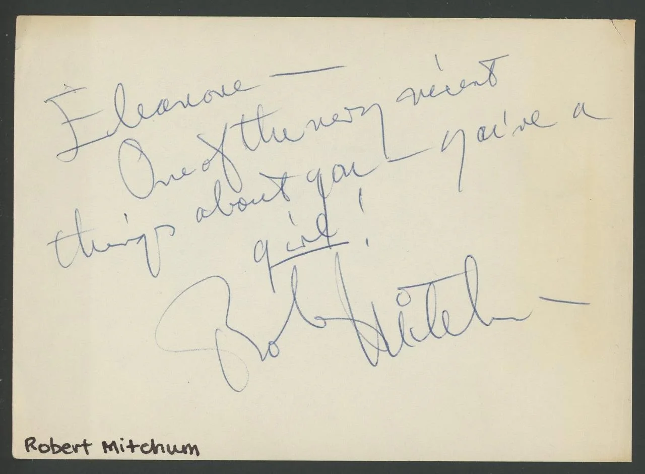 Robert Mitchum — ROBERT MITCHUM (1917-1997) signed album page w/note | "Cape Fear" - autograph