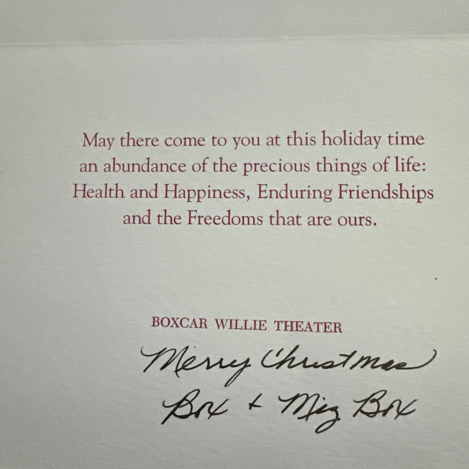 Signed Christmas Card From Singer BOXCAR WILLIE, image 2
