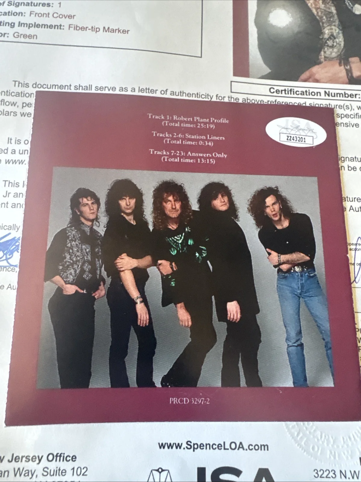 1990 Robert Plant Signed Autographed Profiled CD Cover JSA Authentic, image 4