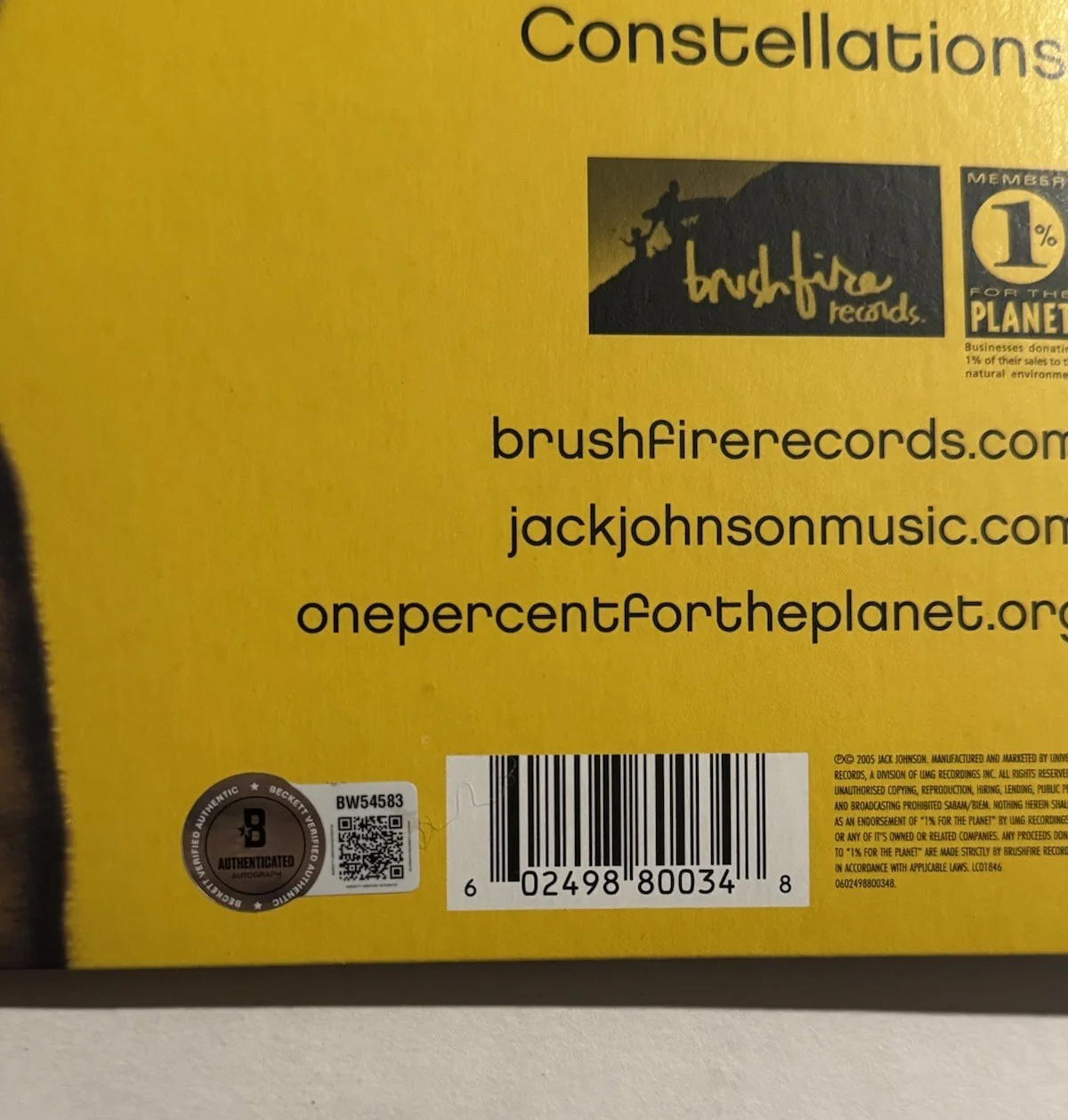 JACK JOHNSON SIGNED LP VINYL RECORD ALBUM AUTOGRAPHED SINGER LEGEND BAS COA, image 3
