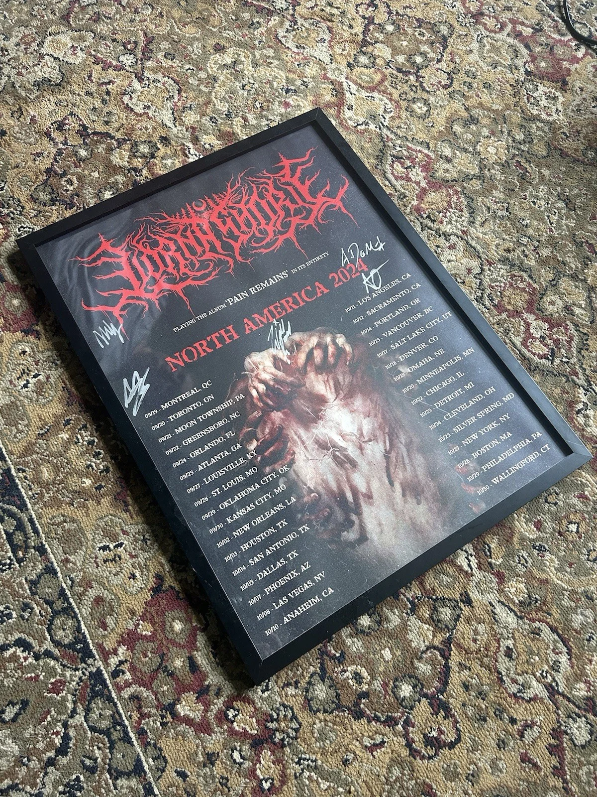 Lorna Shore Pain Remains North America 2024 Signed Original Tour Poster, изображение 2
