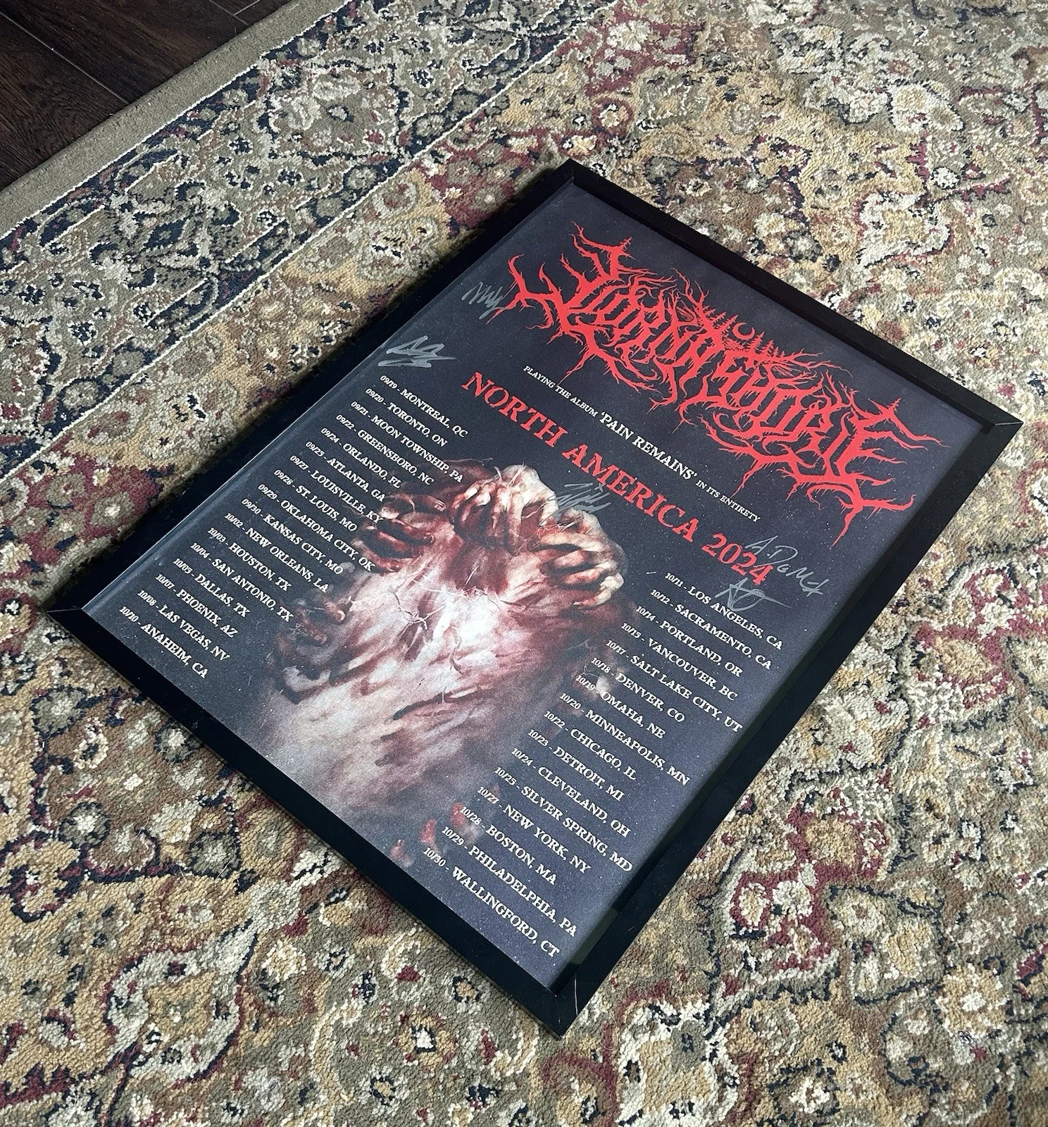 Lorna Shore Pain Remains North America 2024 Signed Original Tour Poster, изображение 3