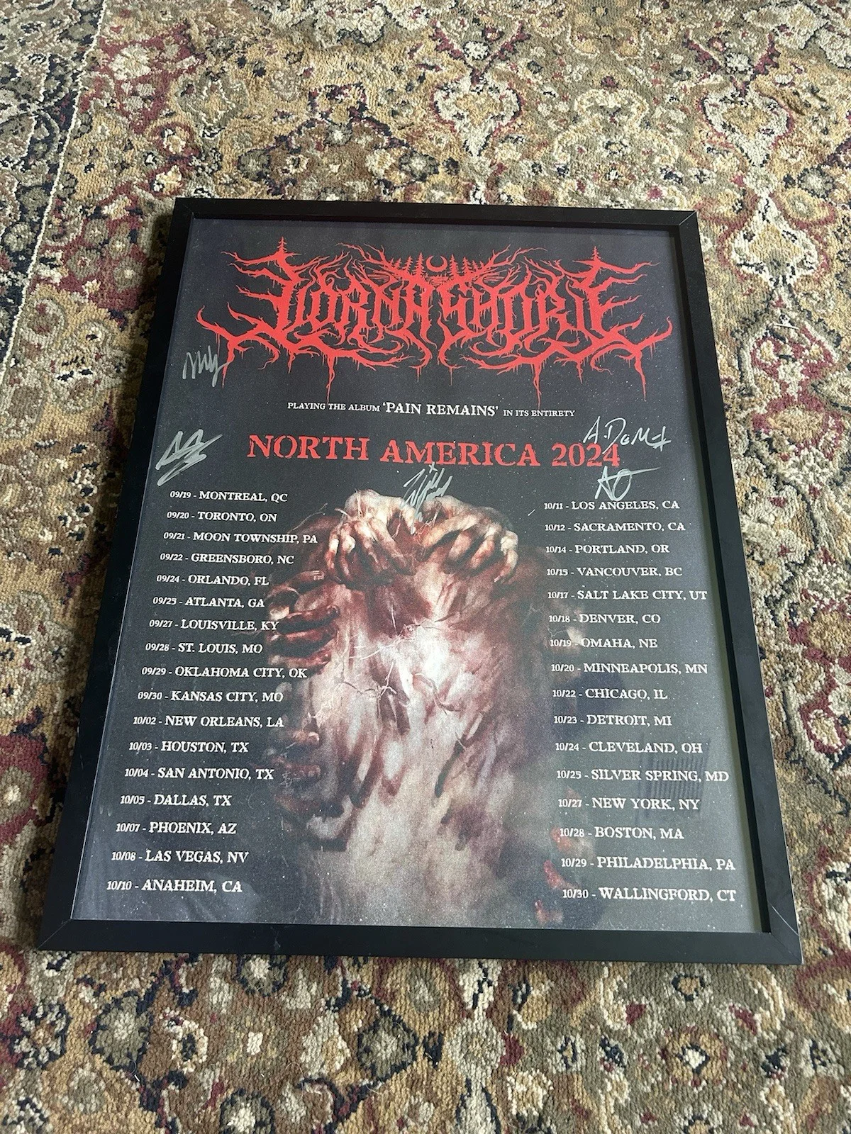 Lorna Shore Pain Remains North America 2024 Signed Original Tour Poster, изображение 4