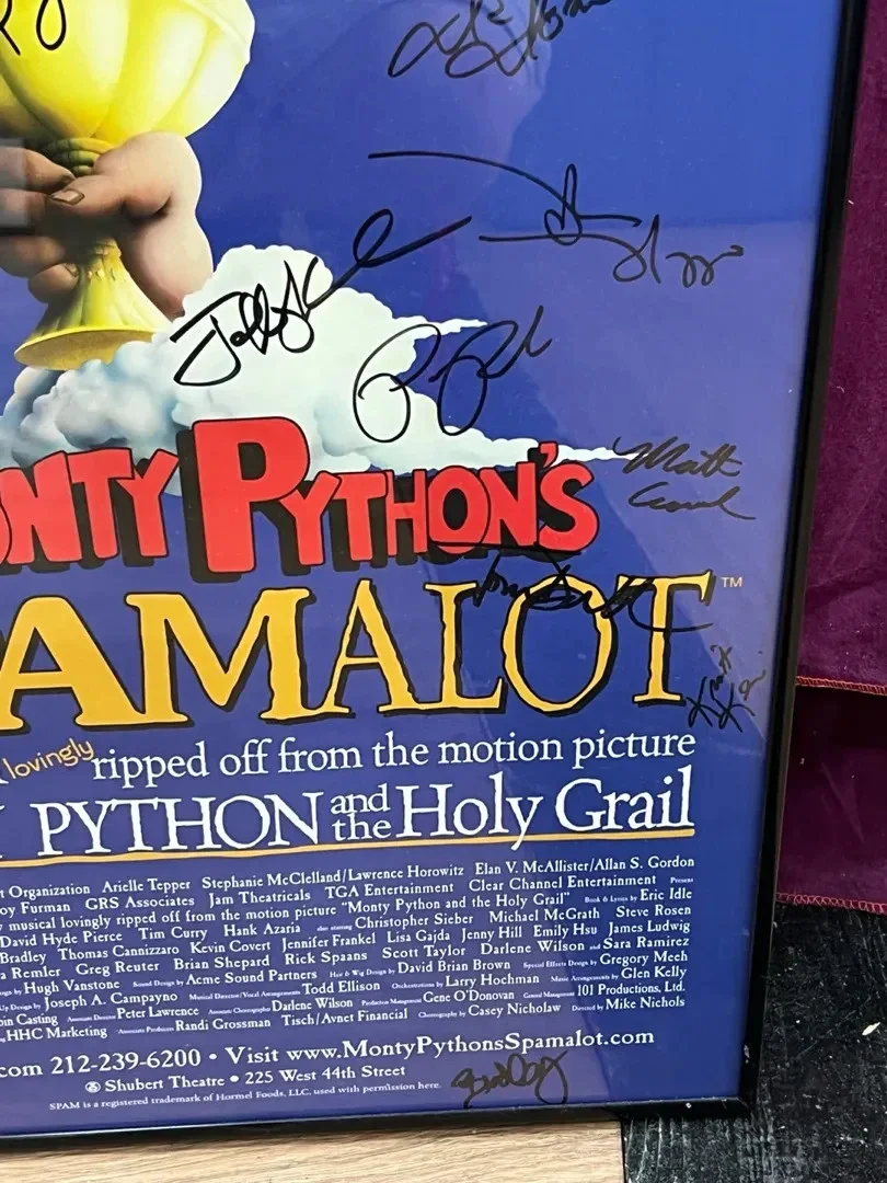 Signed “Monty Python’s Spamalot” Framed Musical Theatre Poster, image 3